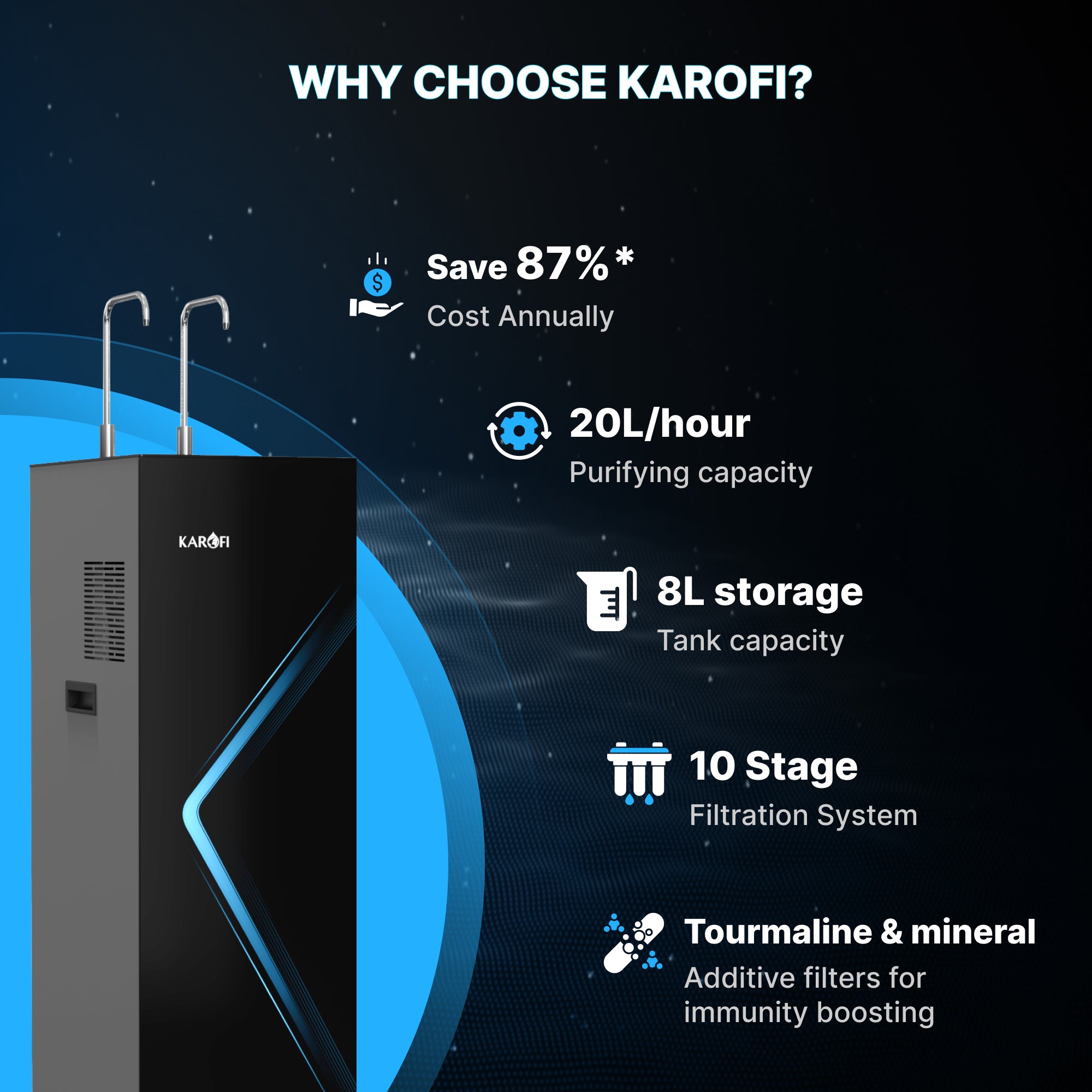 Karofi sleek water dispenser - efficient filtration system Karofi sleek water dispenser - efficient filtration system