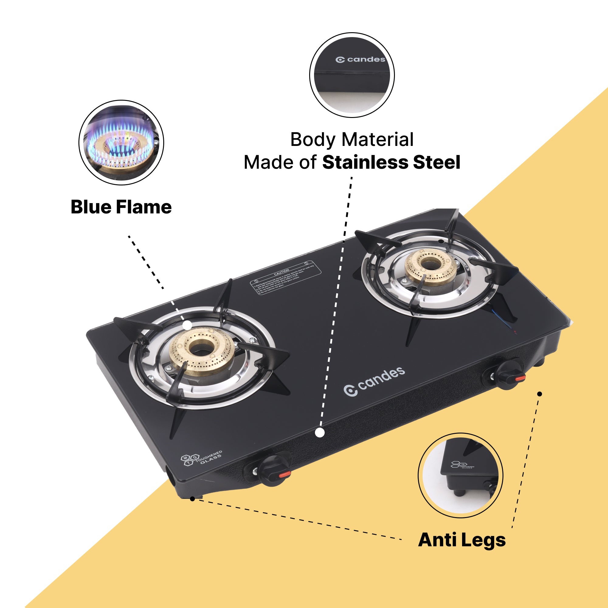 Candes 2 Burner Gas Stove - Efficient LPG cooking Candes 2 Burner Gas Stove - Efficient LPG cooking