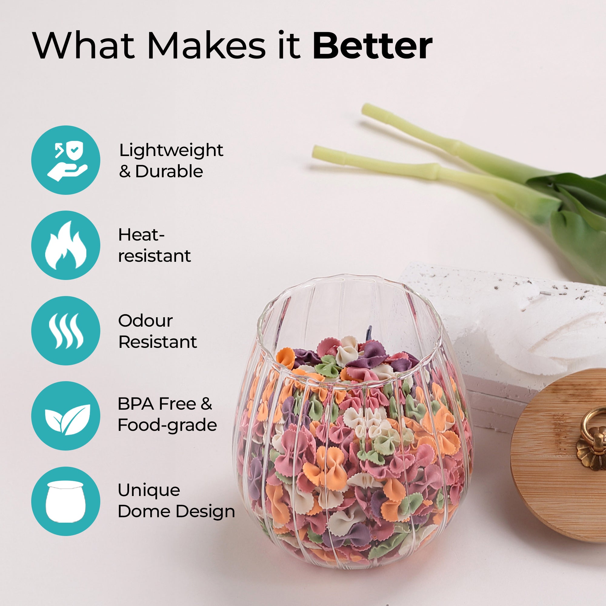 The Better Home borosilicate glass jar - elegant kitchen decor The Better Home borosilicate glass jar - elegant kitchen decor
