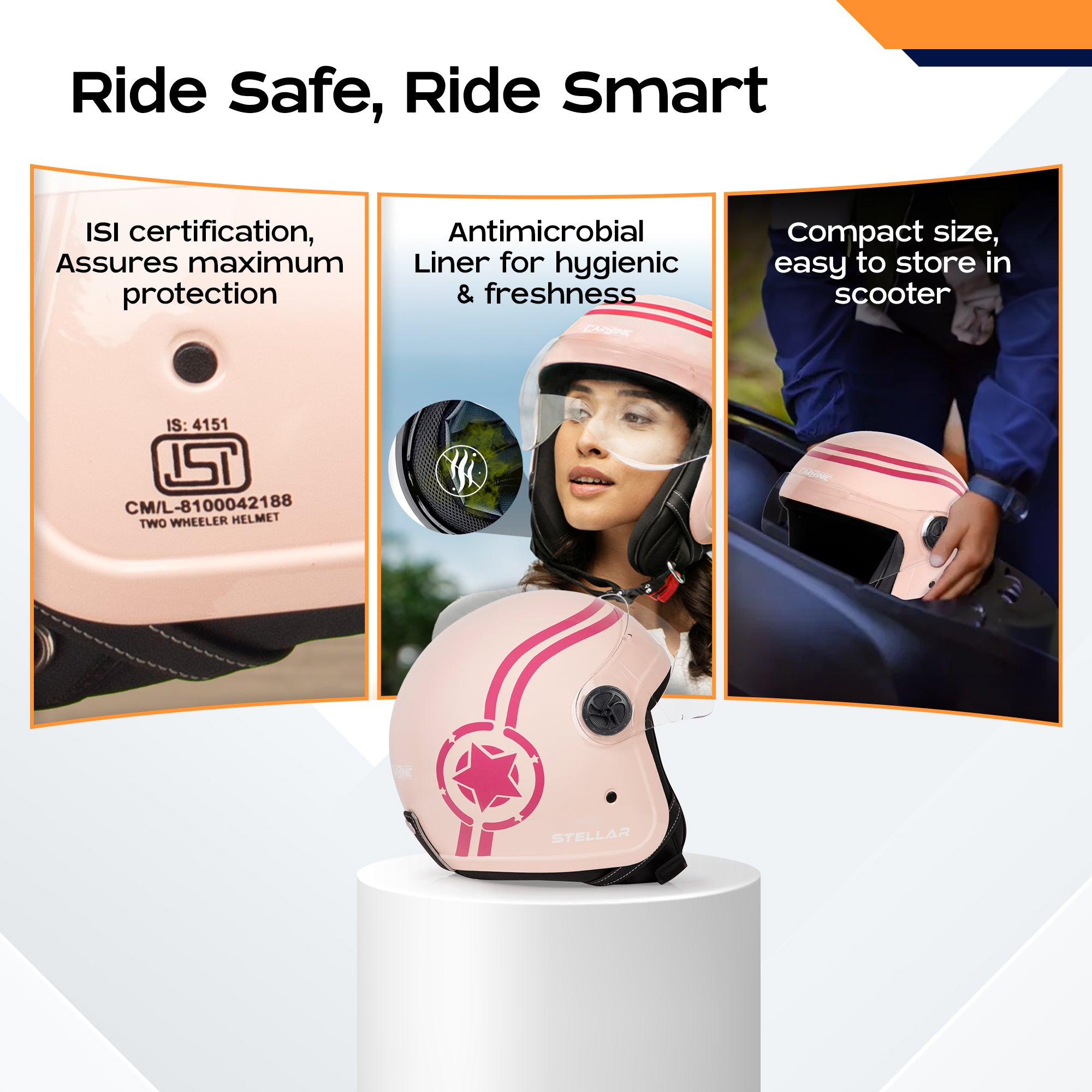 Carbinic open face helmet - comfortable riding gear for ladies Carbinic open face helmet - comfortable riding gear for ladies