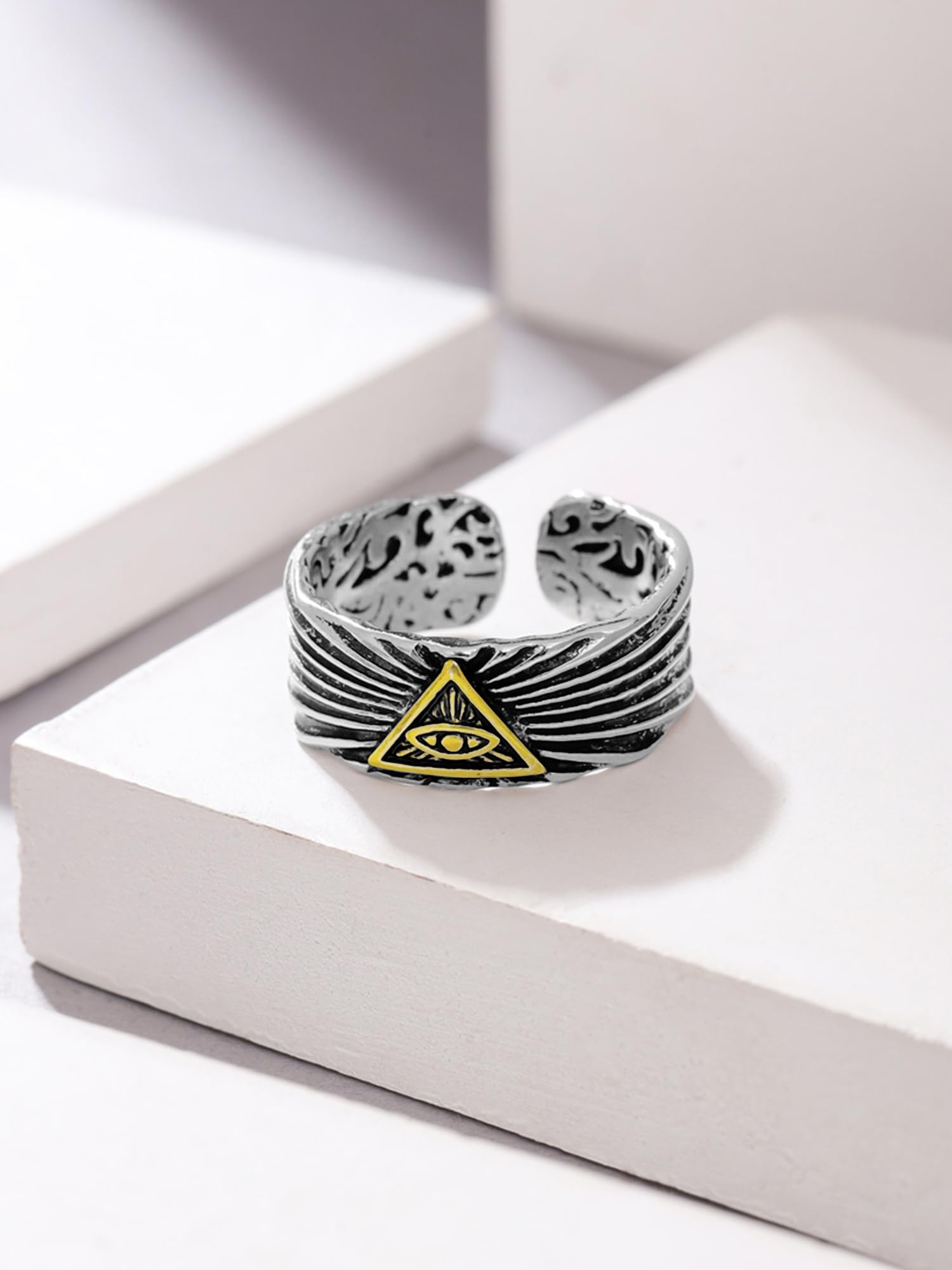 Yellow Chimes Men's Silver Ring - Casual Wear Yellow Chimes Men's Silver Ring - Casual Wear