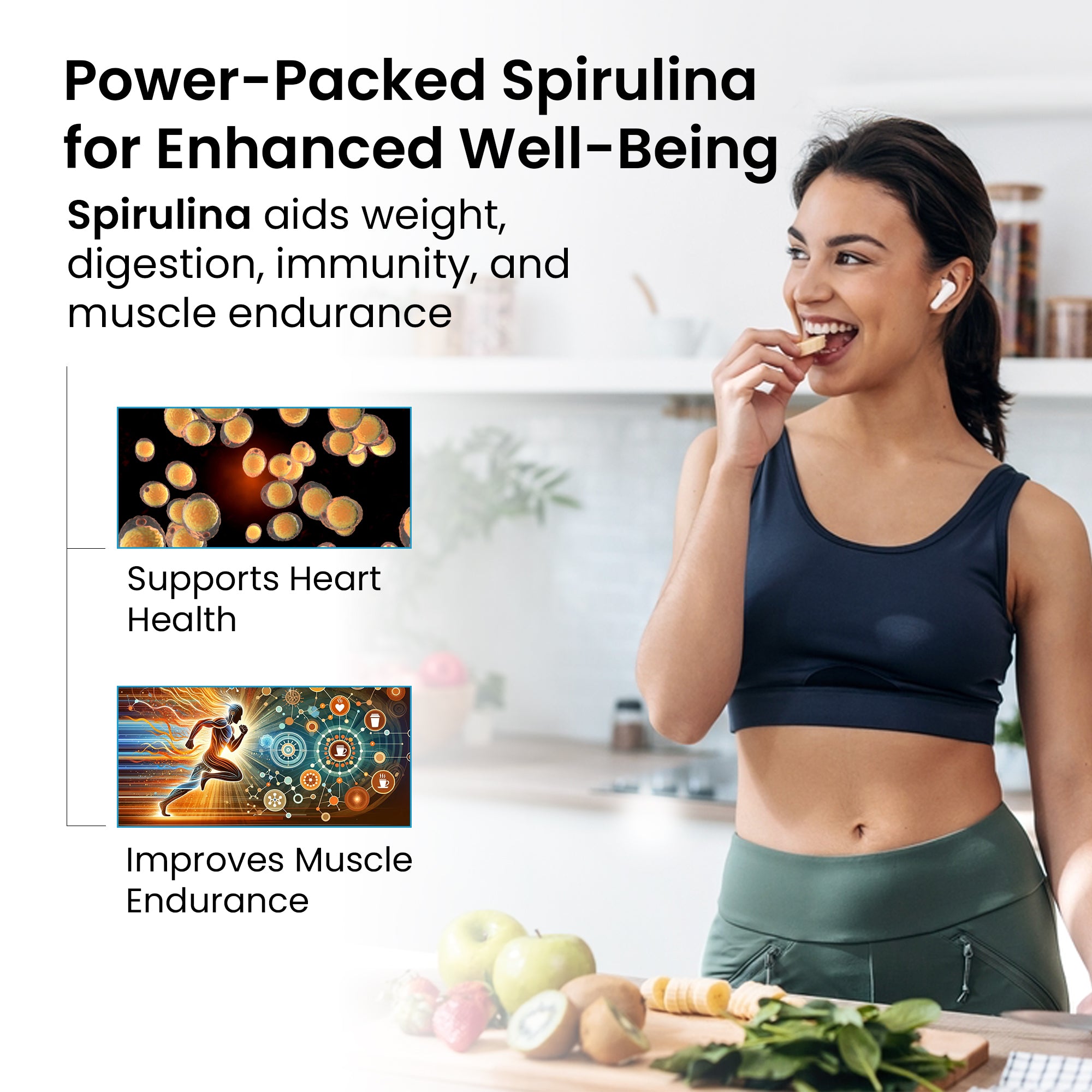 Healthvit spirulina 500mg - Vegetarian energy capsules Healthvit spirulina 500mg - Vegetarian energy capsules