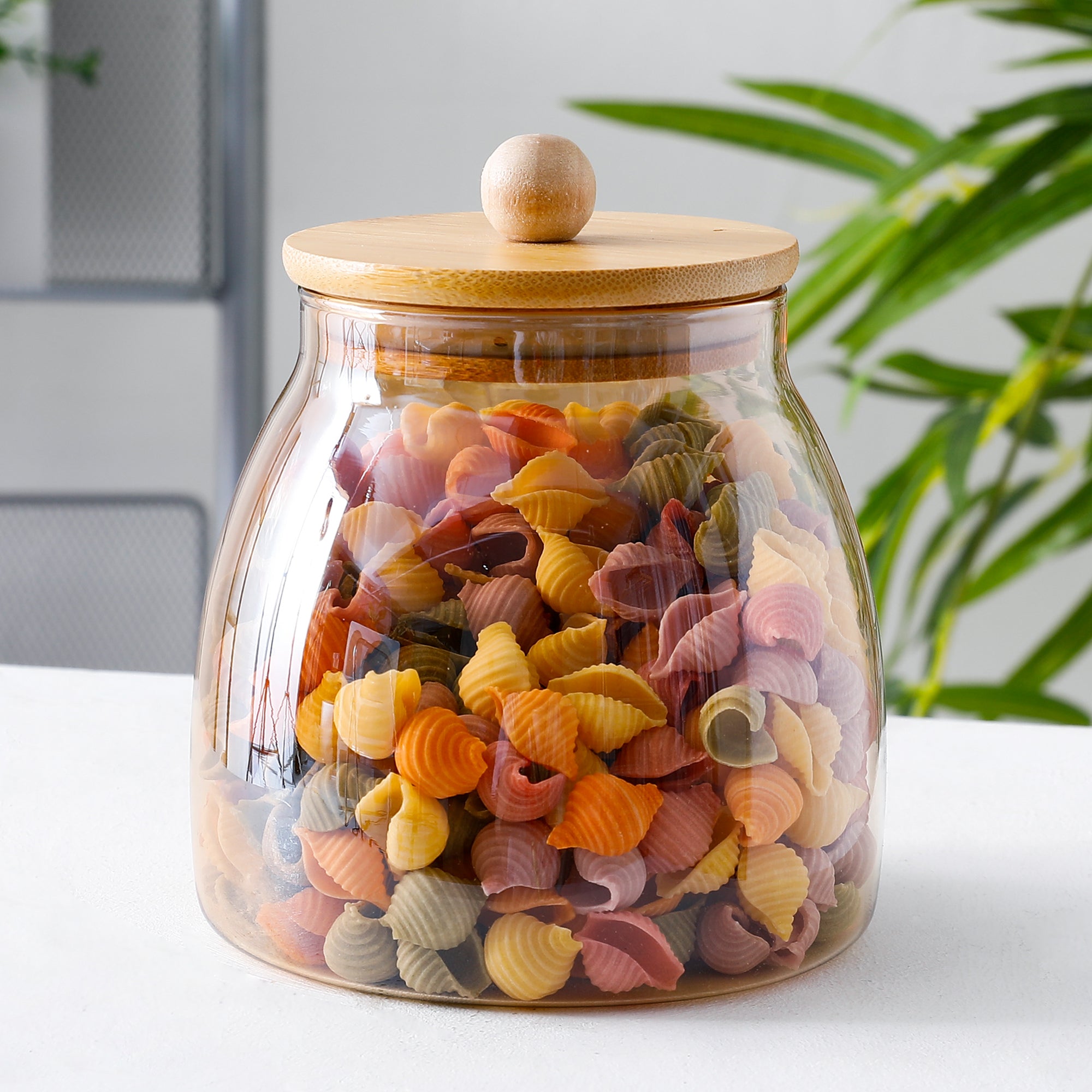 UMAI Borosilicate Glass Jar for Kitchen Storage with Bamboo Lid 650m