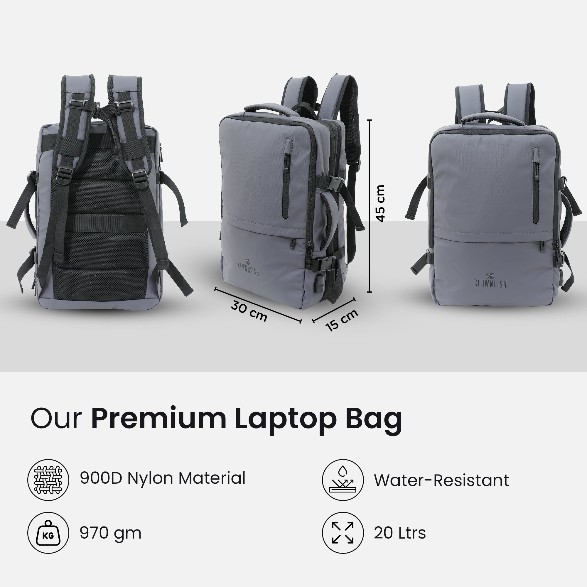 Clownfish travel laptop backpack - lightweight design Clownfish travel laptop backpack - lightweight design