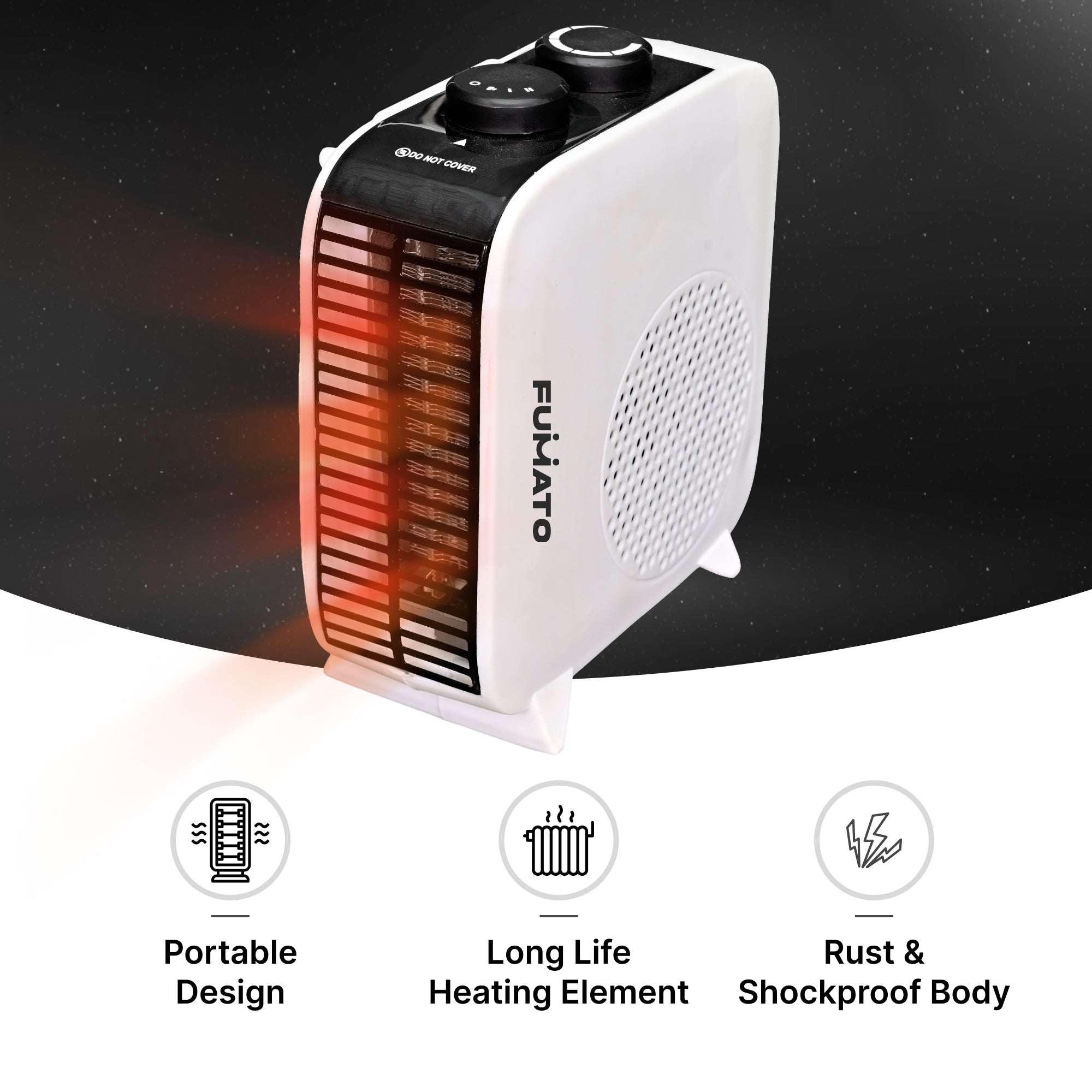 FUMATO portable room heater - compact design for easy storage FUMATO portable room heater - compact design for easy storage