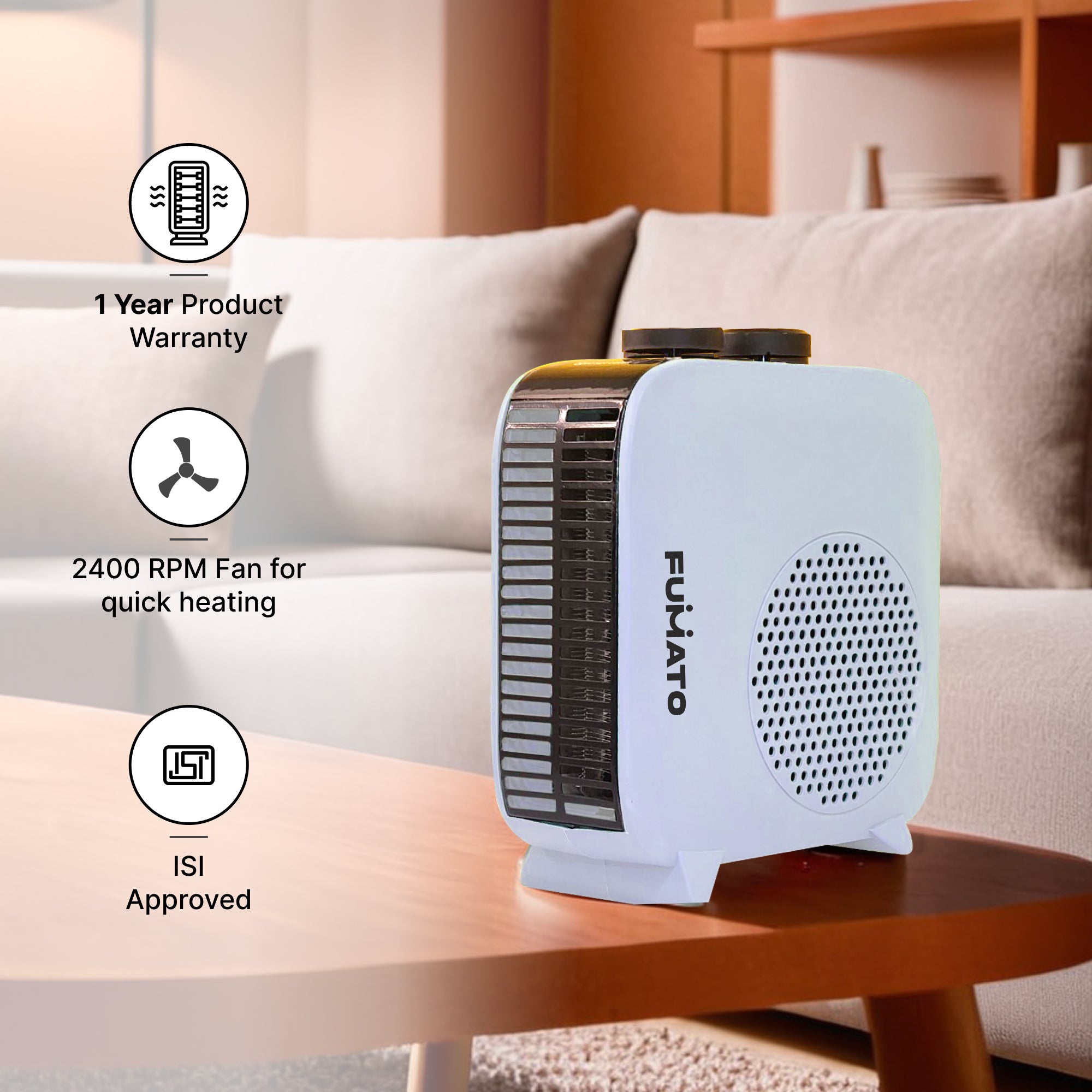 FUMATO portable room heater - safe heating for guest rooms FUMATO portable room heater - safe heating for guest rooms