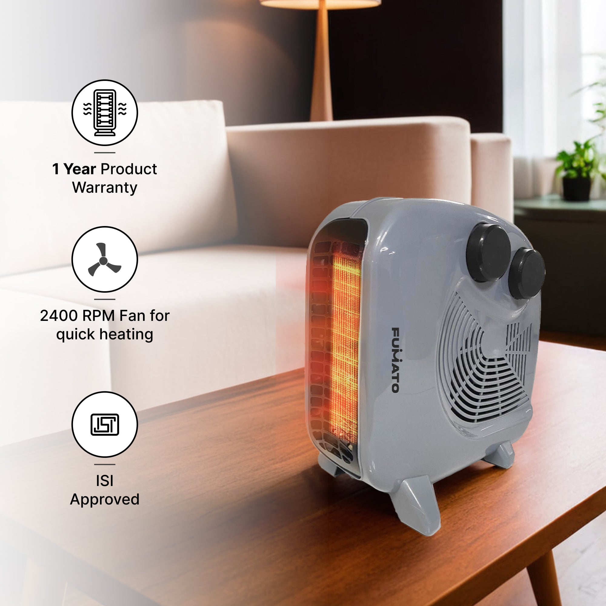 Fumato Portable Room Heater - Compact Design Fumato Portable Room Heater - Compact Design