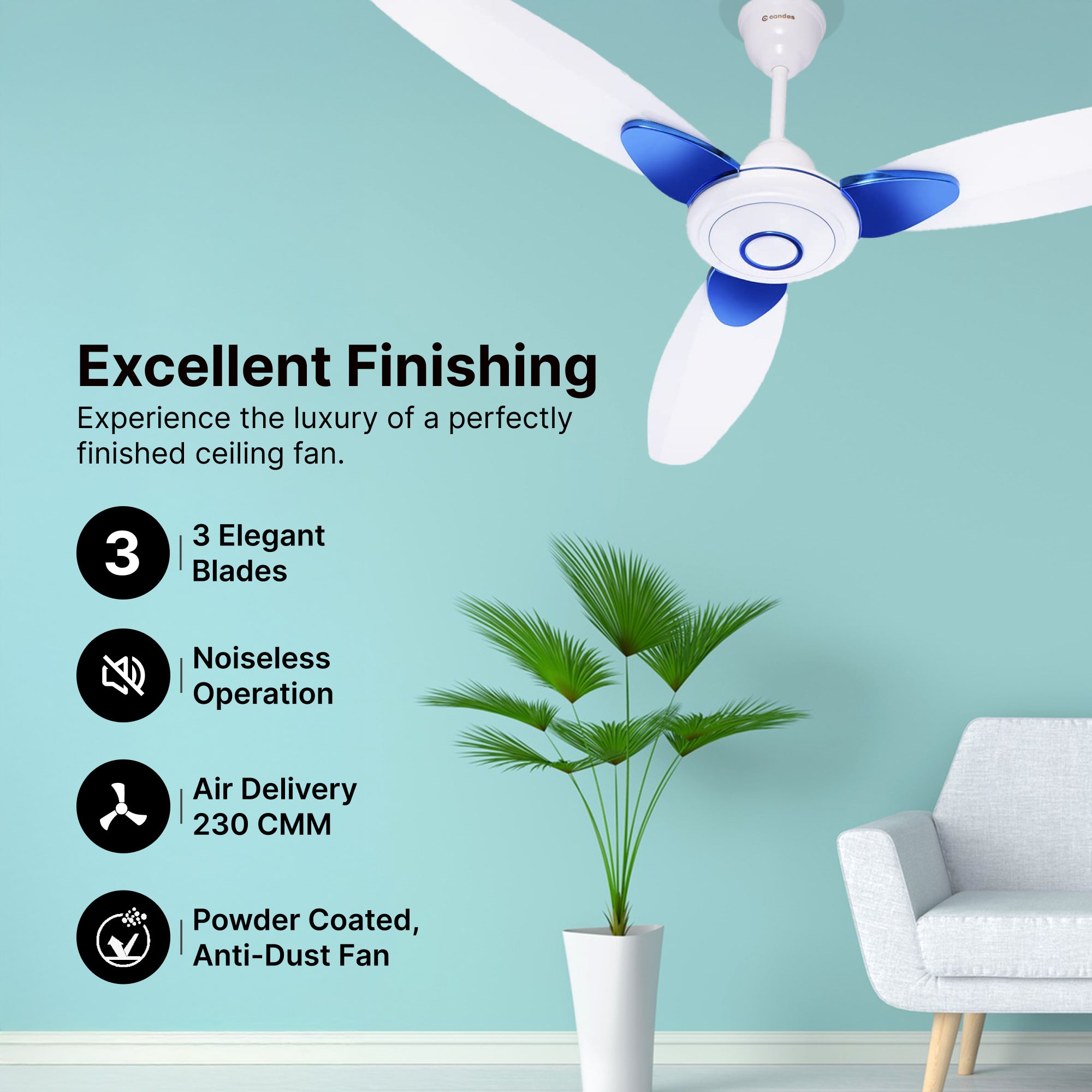 Candes Ceiling Fan - Energy Efficient Design Candes Ceiling Fan - Energy Efficient Design
