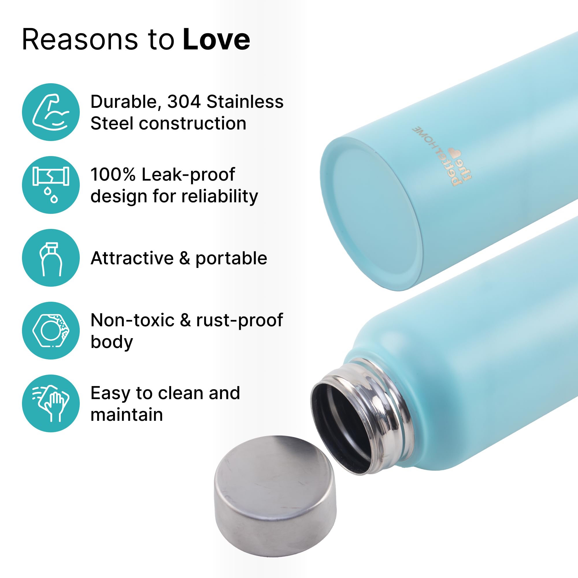 The Better Home Stainless Steel Water Bottle - Safe and easy cleaning The Better Home Stainless Steel Water Bottle - Safe and easy cleaning