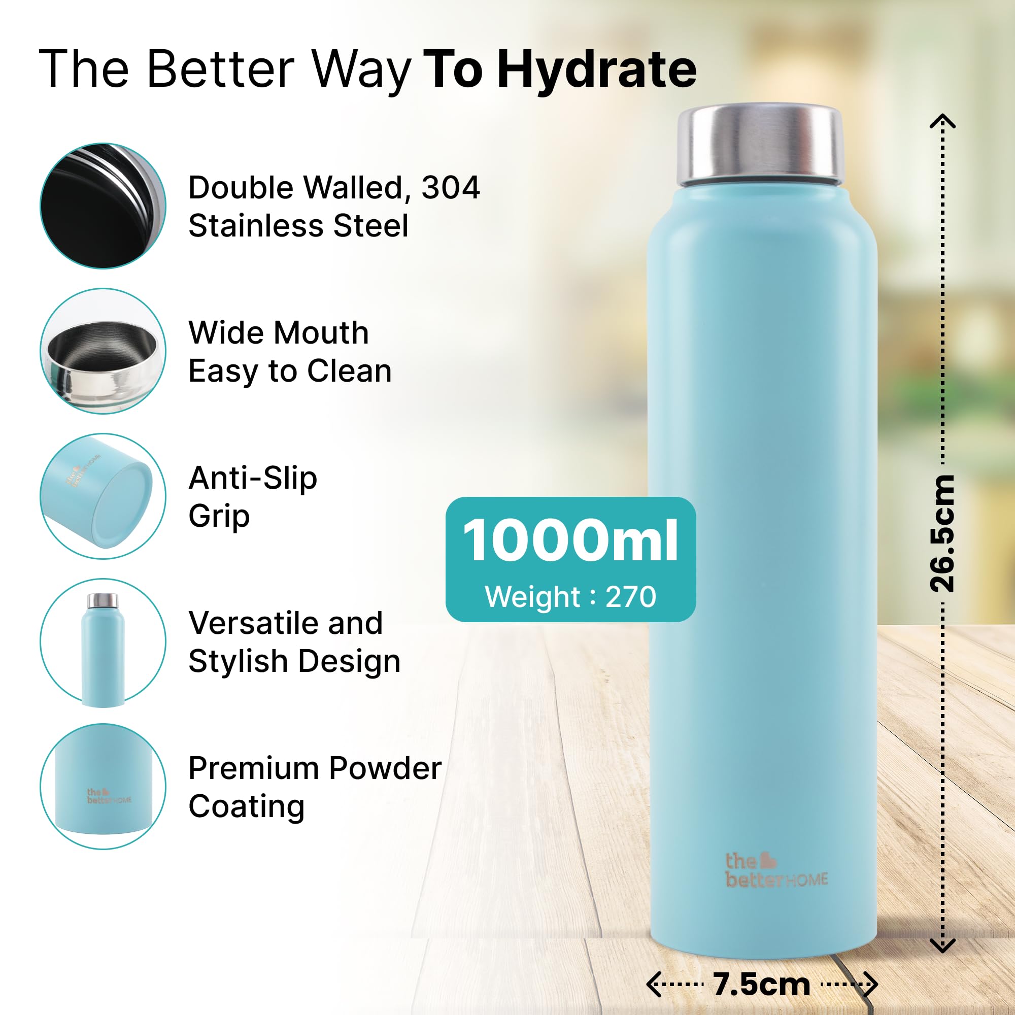 The Better Home Stainless Steel Water Bottle - Outdoor adventure companion The Better Home Stainless Steel Water Bottle - Outdoor adventure companion