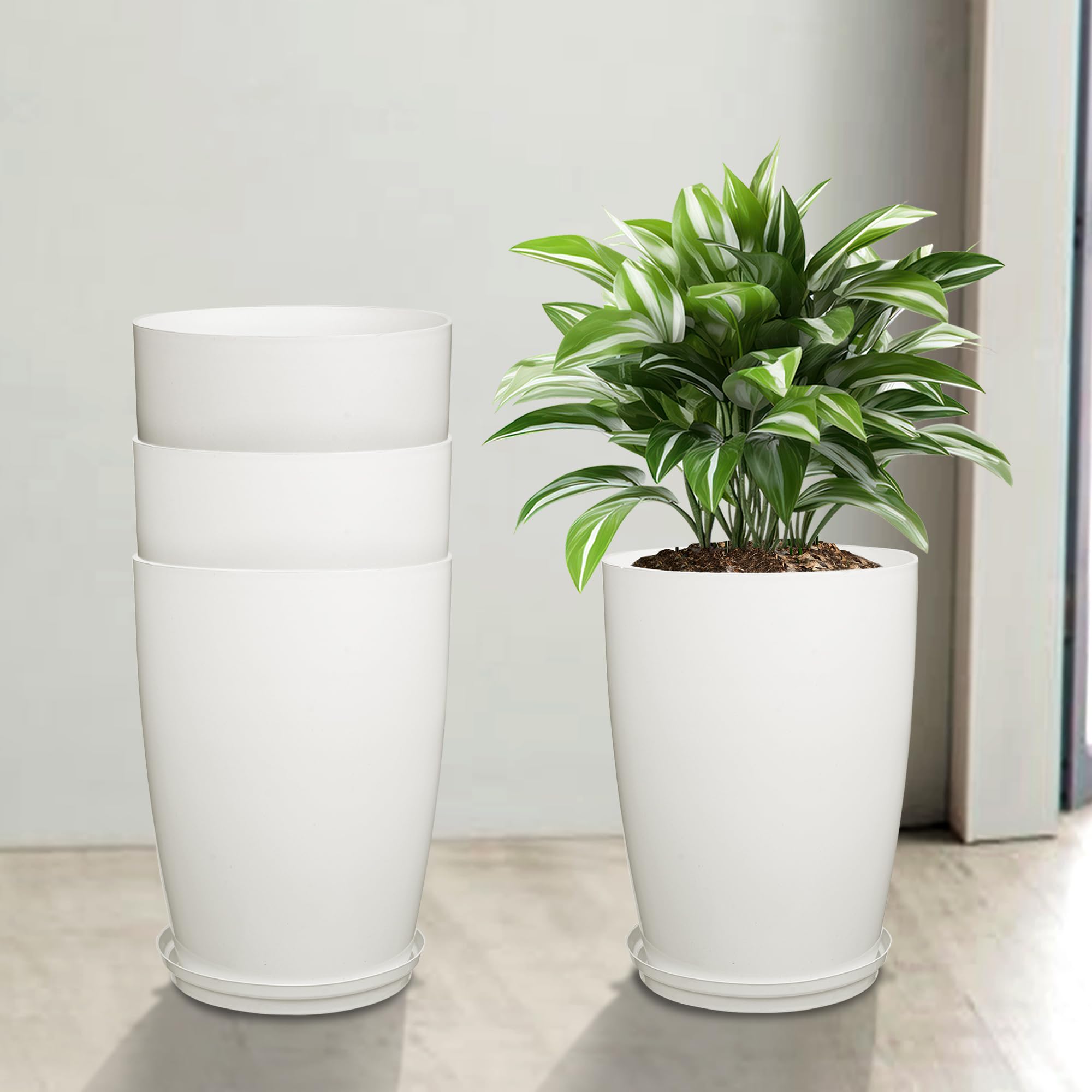 14 inch white plant pot Buy Kuber Industries Flower Pot with Plate