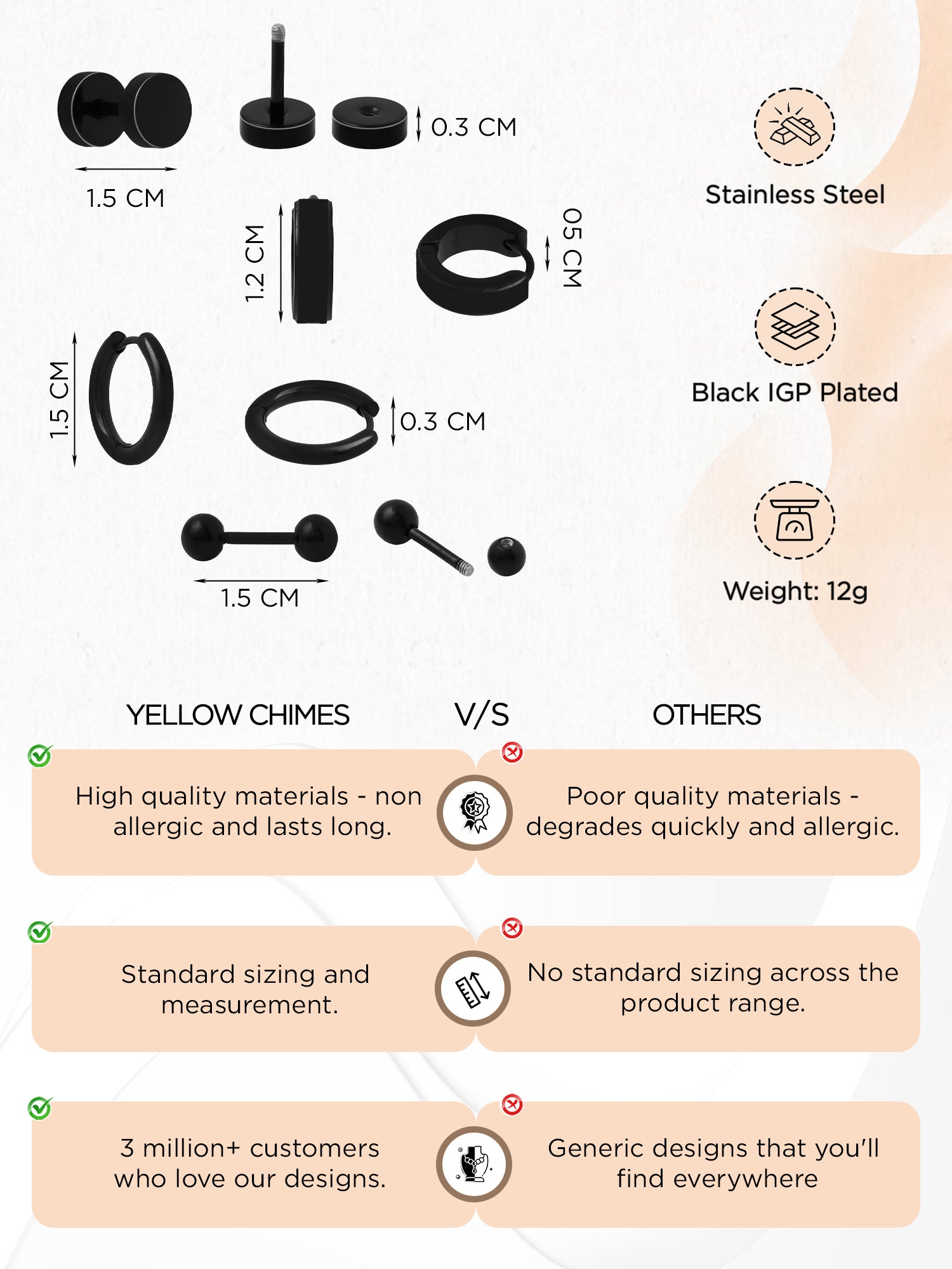 Stud earrings for men - complement traditional attire Stud earrings for men - complement traditional attire