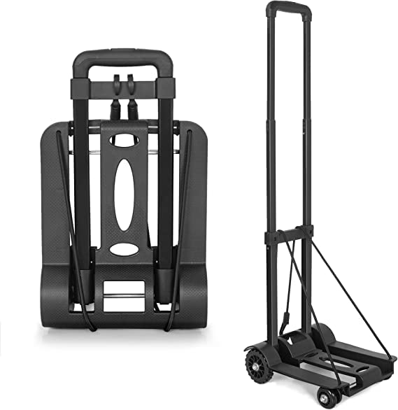 Cheston Folding Hand Trolley Cart with Wheels I Adjustable Pull Handle I Heavy Duty Utility Cart I Portable, Light Weight Platform Truck I Luggage