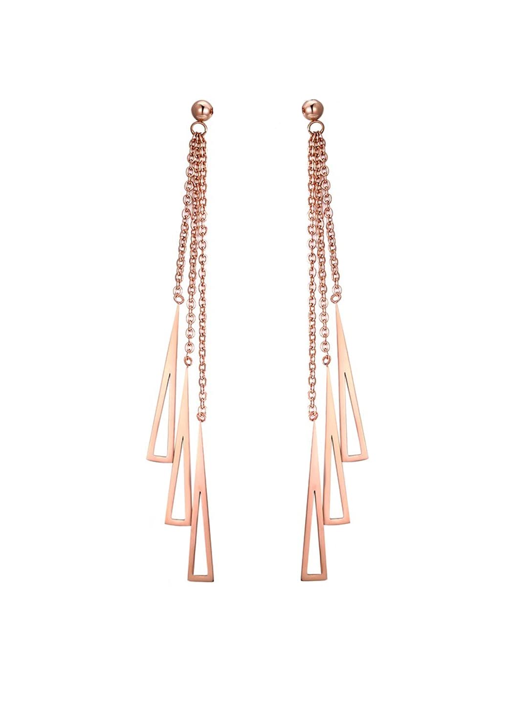 Yellow Chimes Long Earrings for Women Western Rose Gold Plated