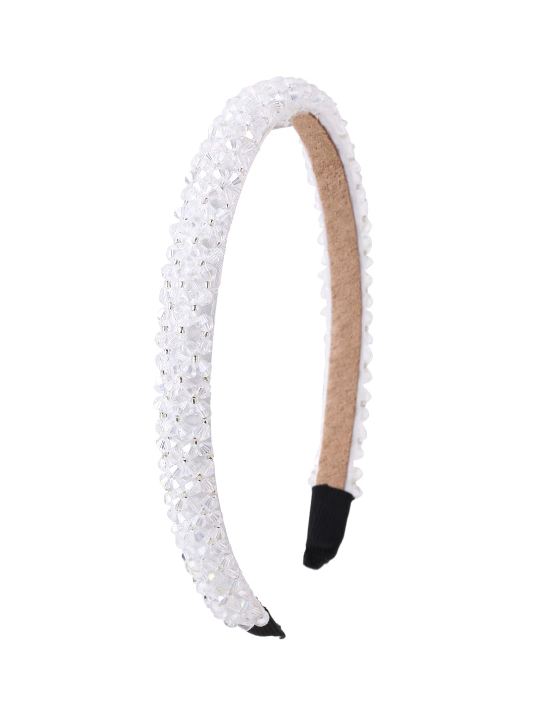 Yellow Chimes Crystal Rhinestone Headband, White Headband for Women