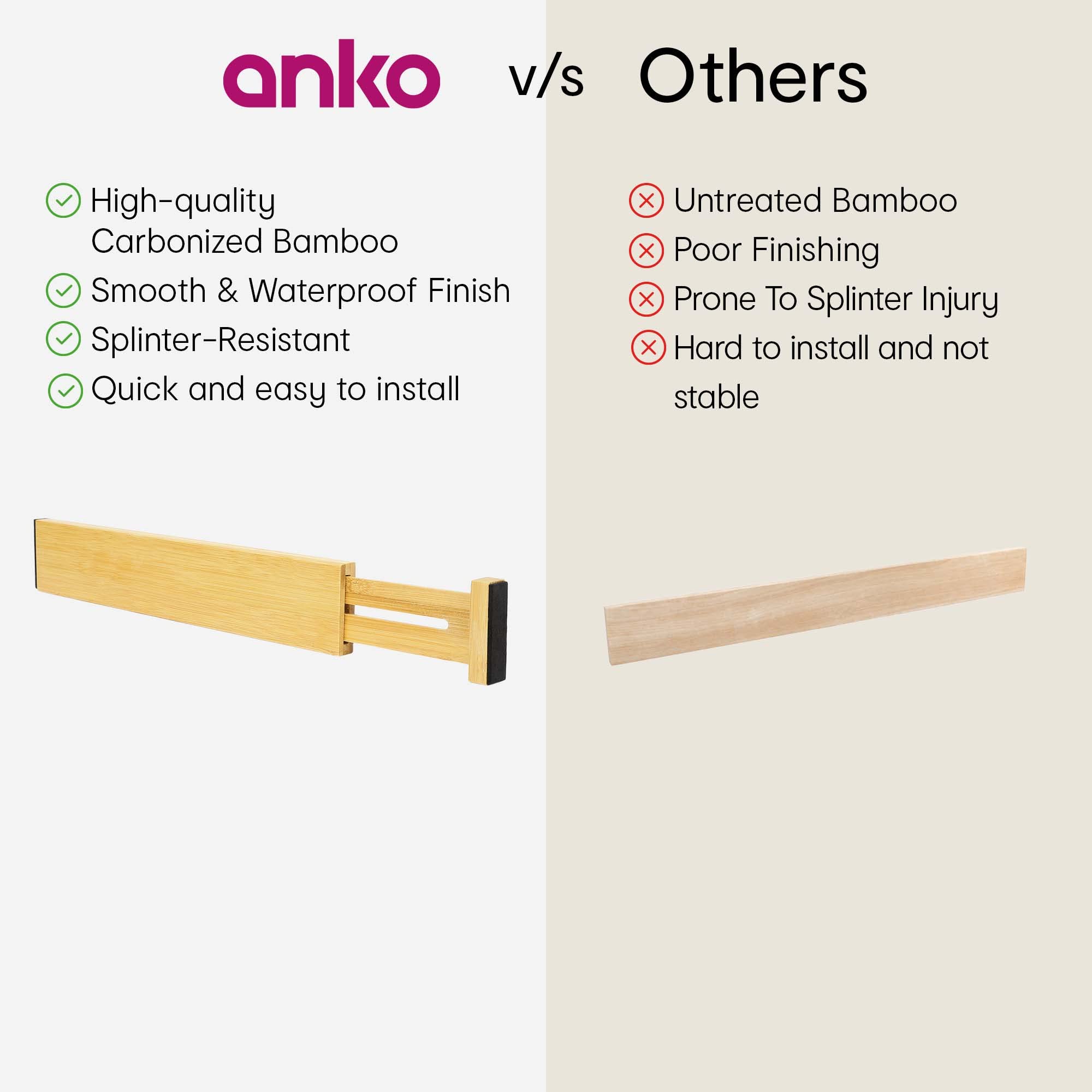 Anko Bamboo Drawer Dividers - Stylish dresser organizer Anko Bamboo Drawer Dividers - Stylish dresser organizer