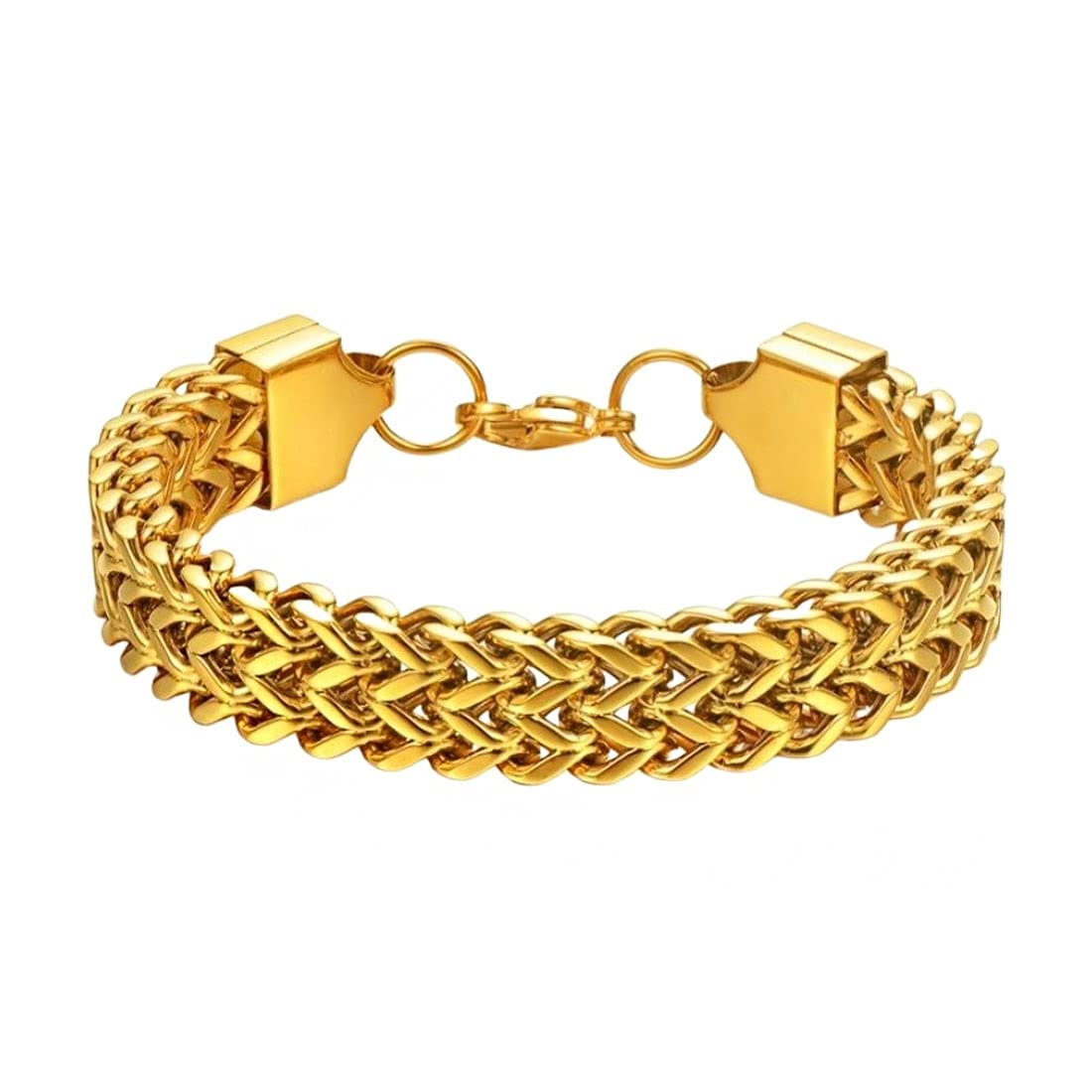 Gold Chain Bracelet Mens Two Tone Gold Bracelets 11mm Two Tone