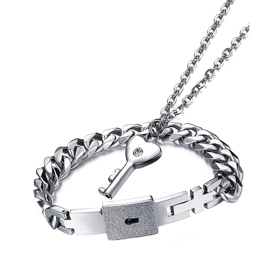 Yellow Chimes Couple Pendant Bracelet for Men Engraved Lock and