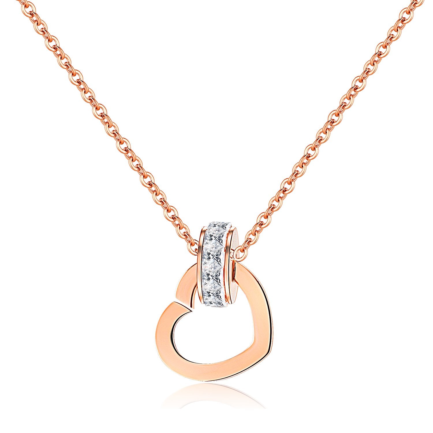 Yellow Chimes Rose Gold Pendant for Women Western Style Heart in Ring