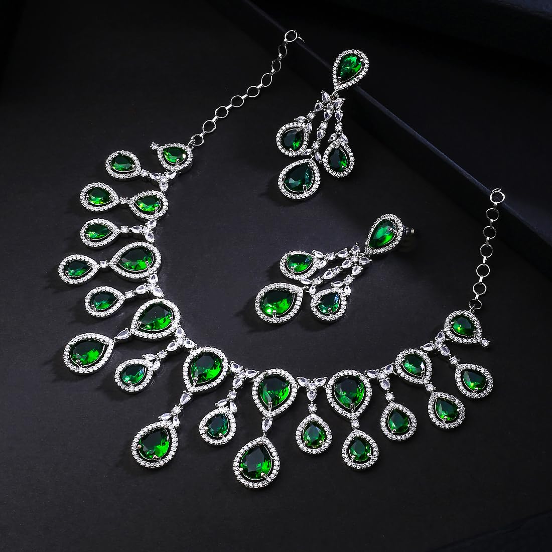 Yellow Chimes American Diamond Jewellery Set - Elegant for Weddings Yellow Chimes American Diamond Jewellery Set - Elegant for Weddings