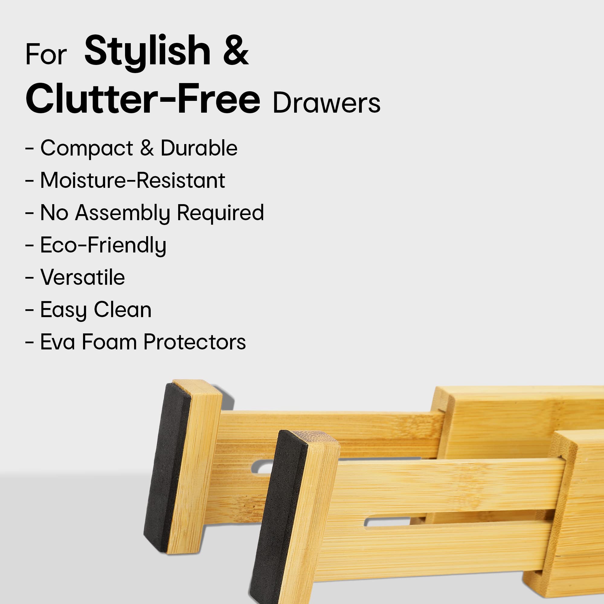 Anko Bamboo Drawer Dividers - Efficient office supply storage Anko Bamboo Drawer Dividers - Efficient office supply storage