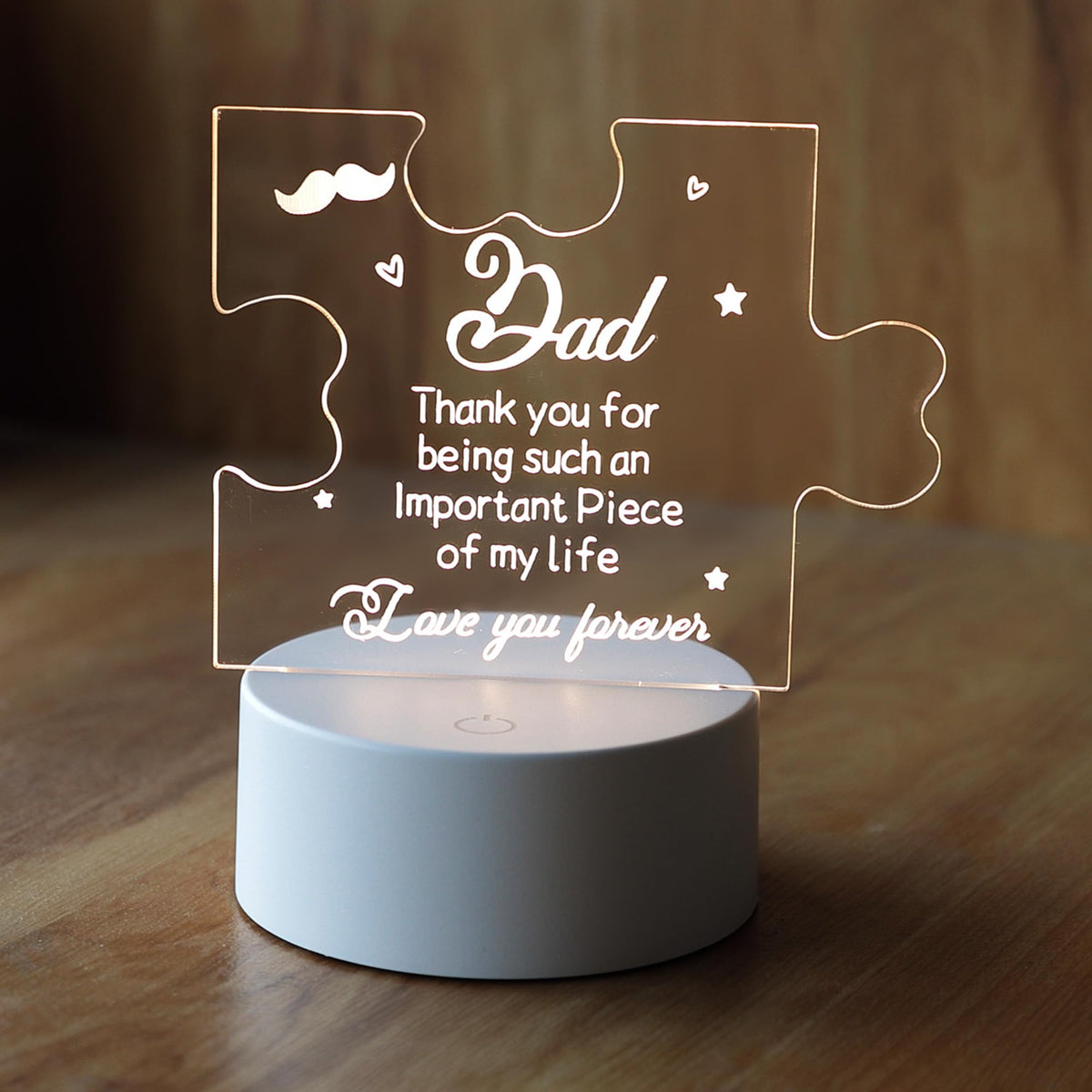 Gleevers Acrylic Plaque with Stand LED Light | Engraved Birth Day Gift for Father Grand Father | Retirement Day Gift for Dad | Father's Day Acrylic Night Light | 1Pc