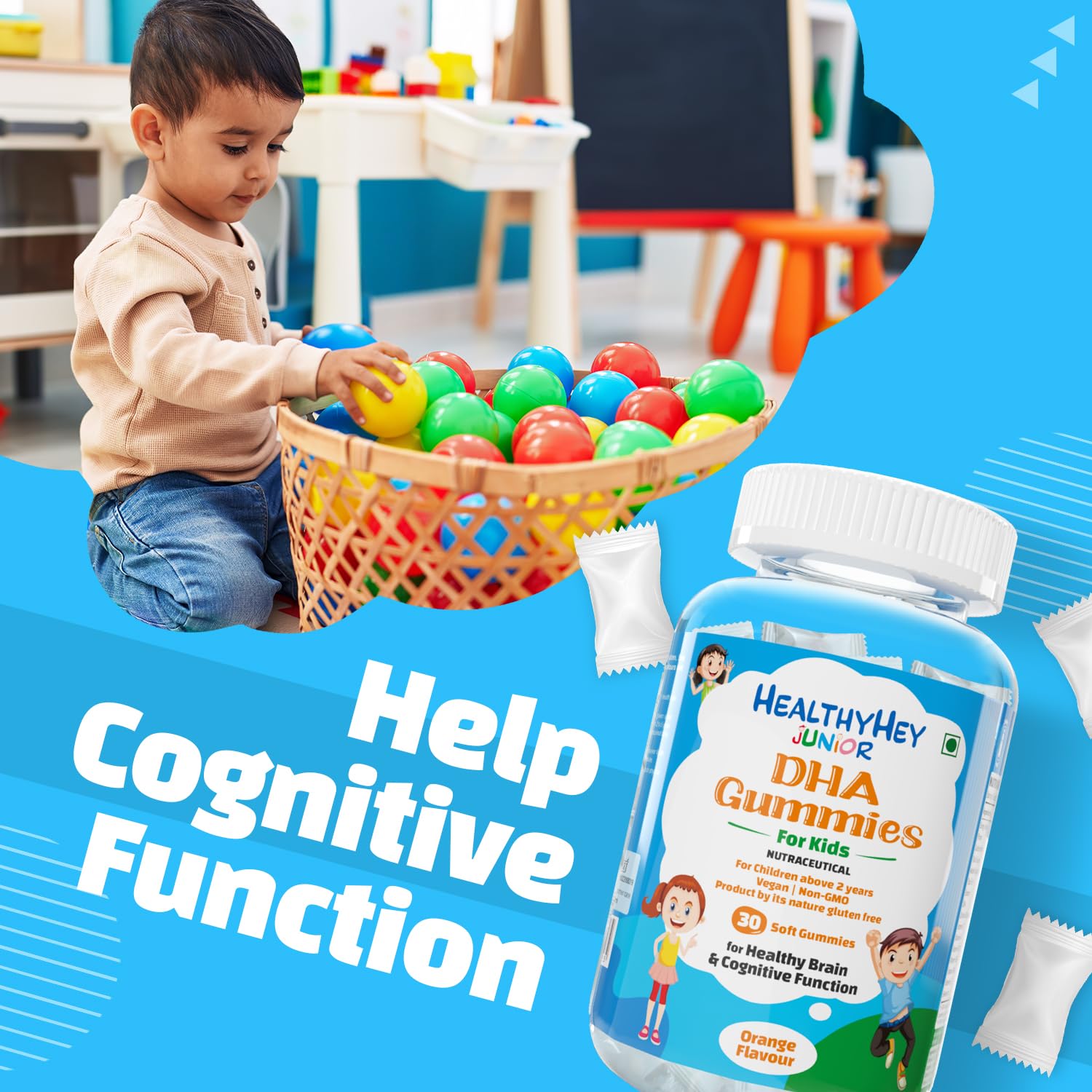 Healthyhey junior DHA gummies - soft gummies for easy chewing Healthyhey junior DHA gummies - soft gummies for easy chewing