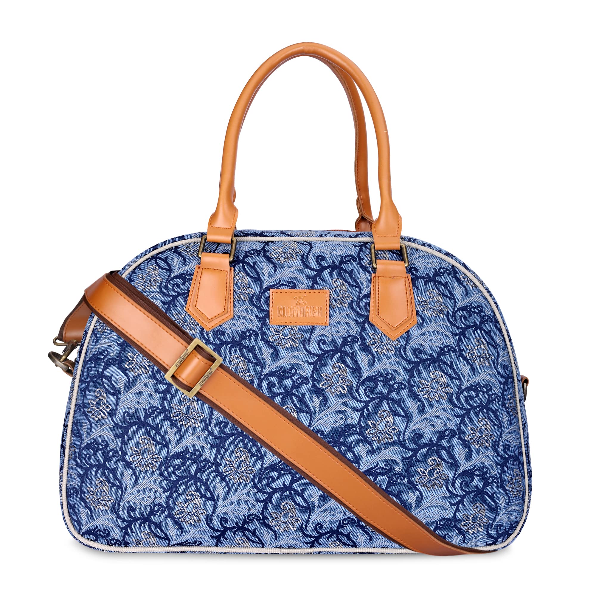 Clownfish Ziana 24L Tapestry Faux Leather Duffle Bag (Blue