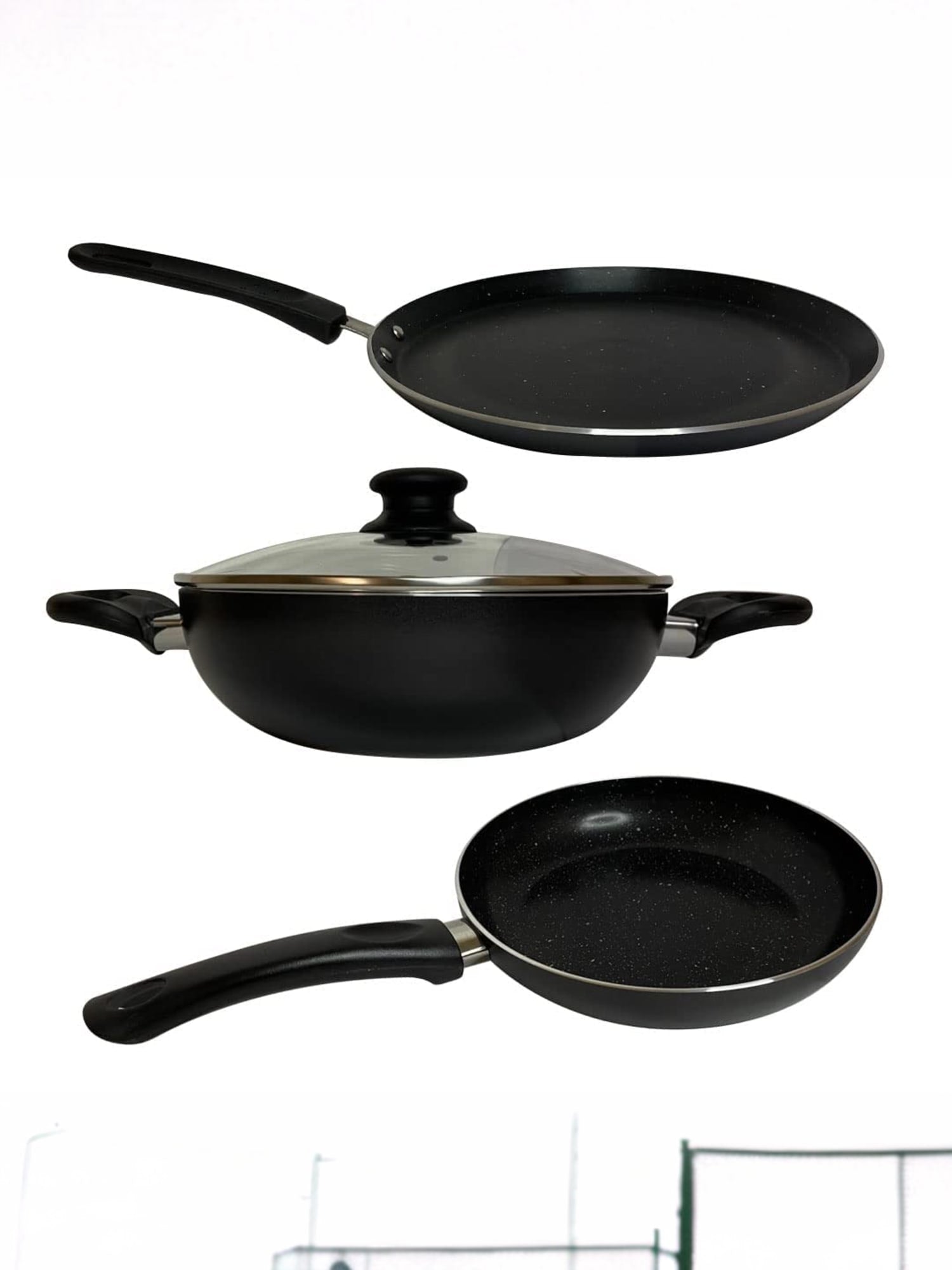 USHA SHRIRAM Non Stick Cookware - Stylish Black Design USHA SHRIRAM Non Stick Cookware - Stylish Black Design
