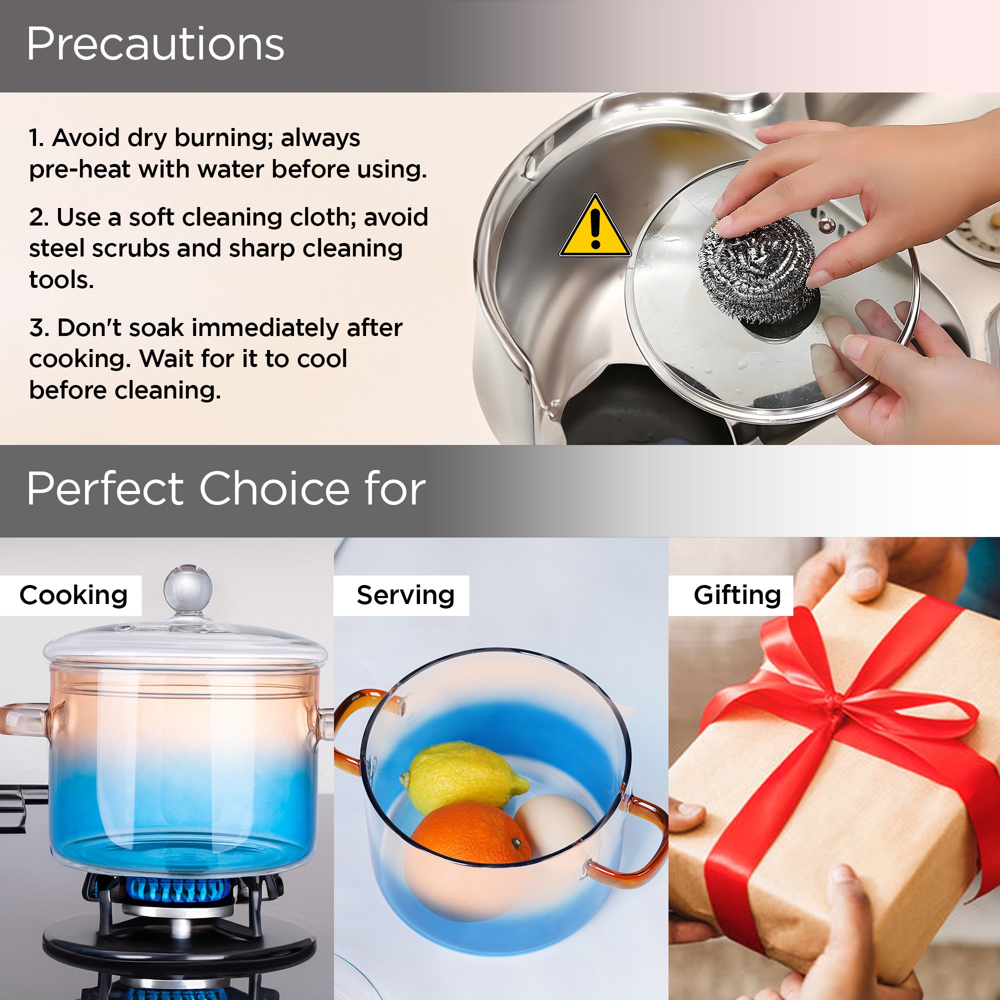 UMAI glass saucepan - Safe for microwave use UMAI glass saucepan - Safe for microwave use