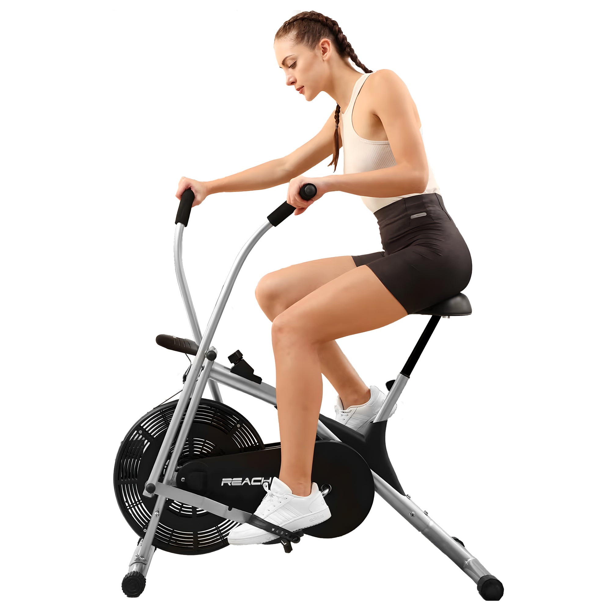 Reach AB 100 Upright Air Bike with Moving/ Stationary Handle Exercis