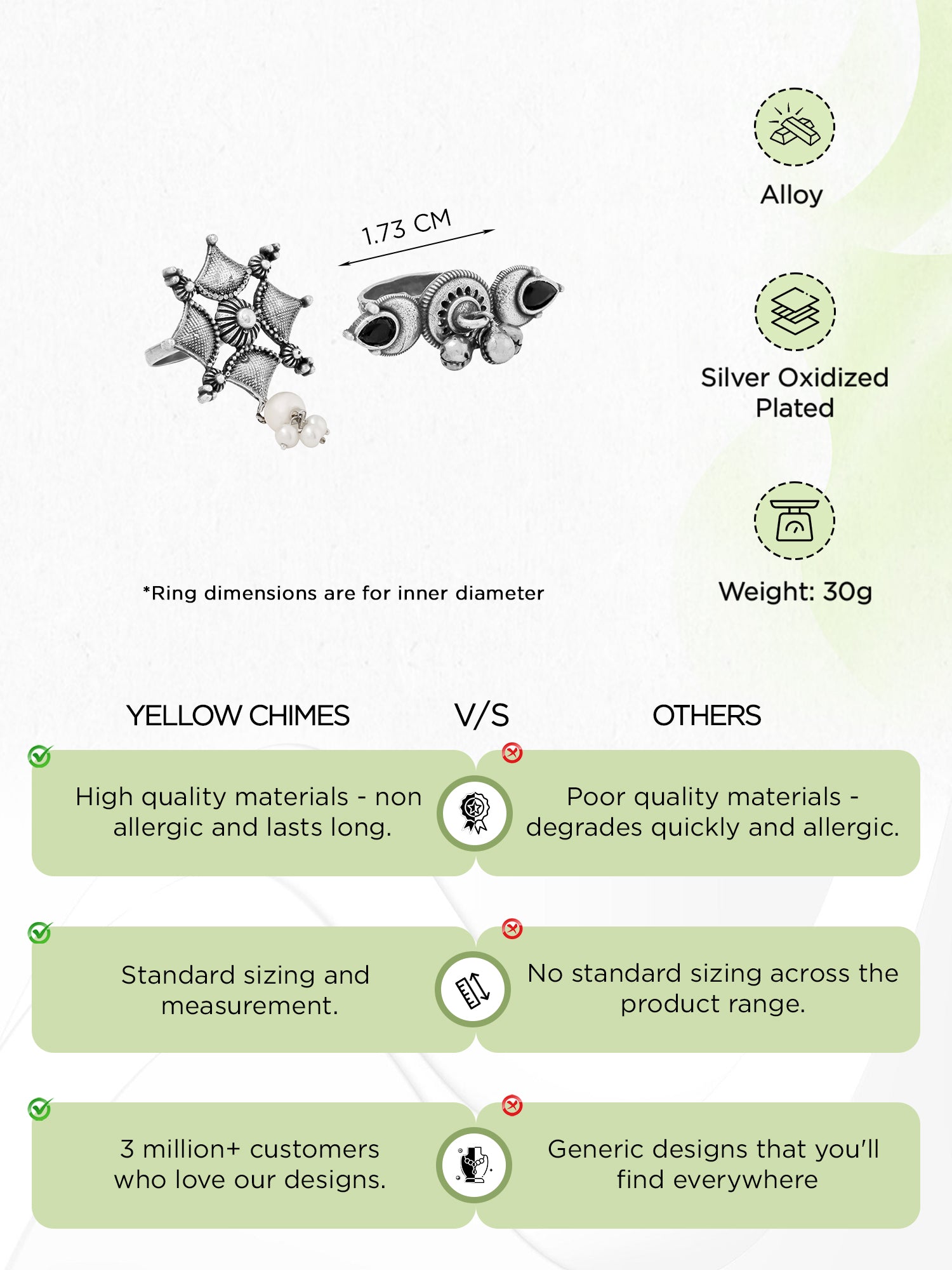 Yellow Chimes adjustable finger rings - daily wear showcase Yellow Chimes adjustable finger rings - daily wear showcase