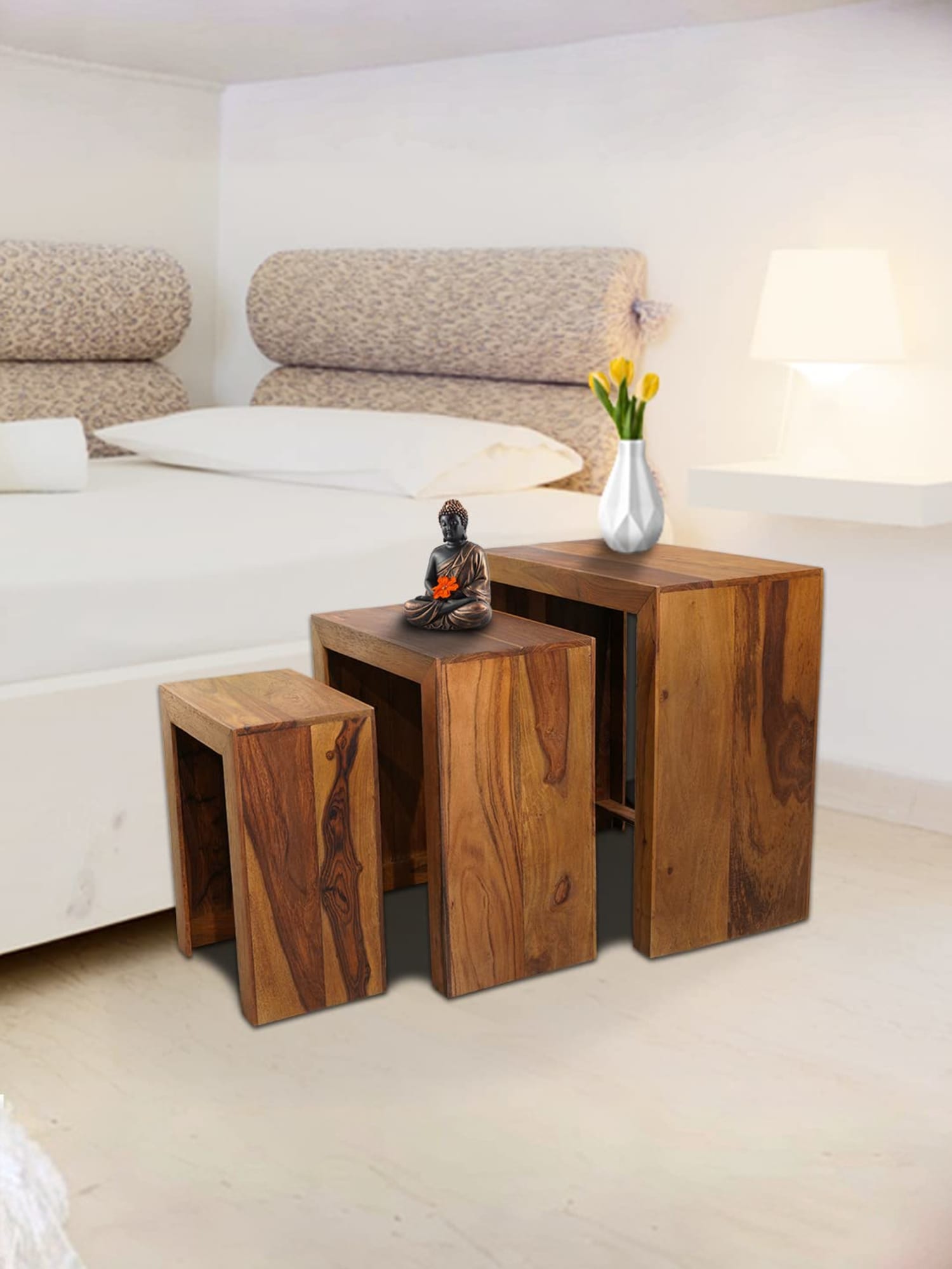 USHA SHRIRAM Wooden Stool for Living Room |Side Table for Bedroom