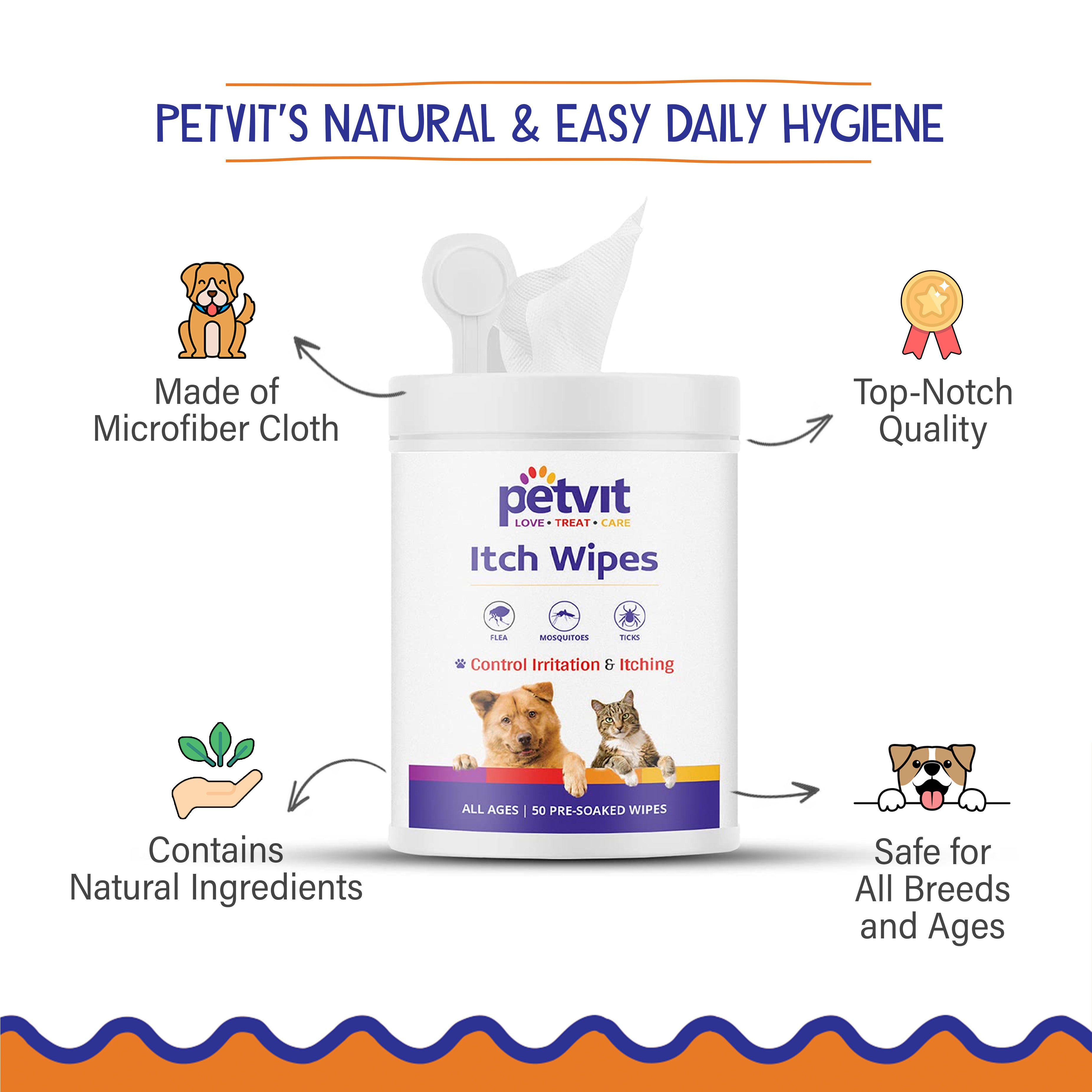 Petvit Anti Itch Pet Wipes - Ideal for skin irritation Petvit Anti Itch Pet Wipes - Ideal for skin irritation