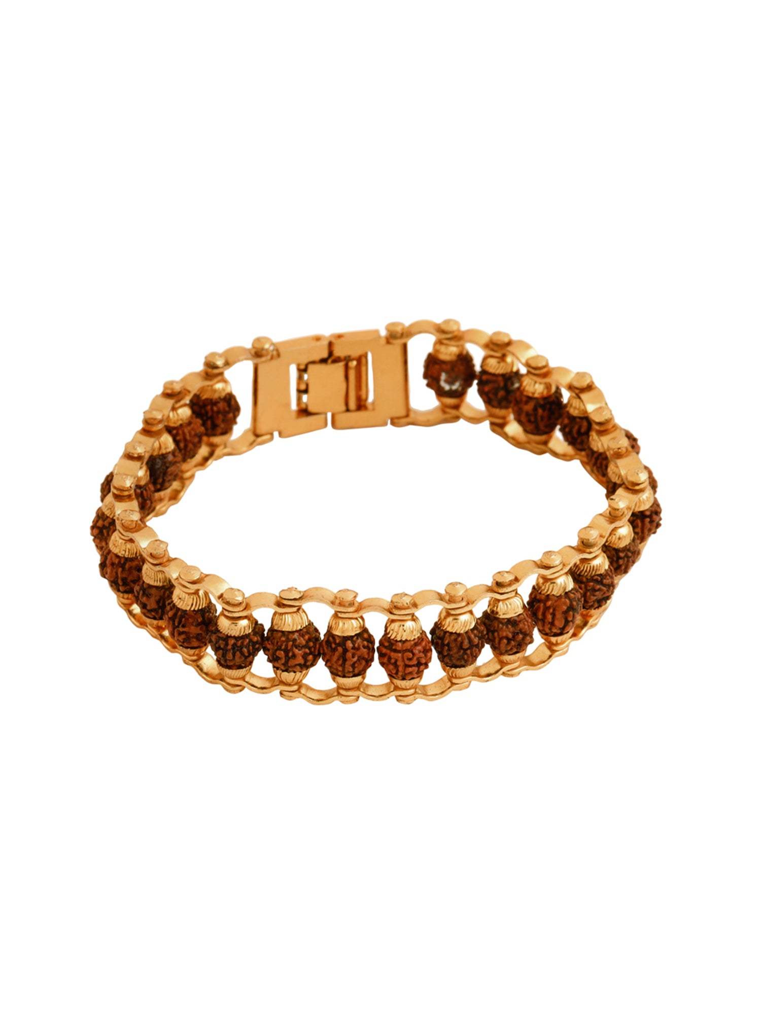 Yellow Chimes Rudraksha Bracelet for Men Gold Plated Meditation