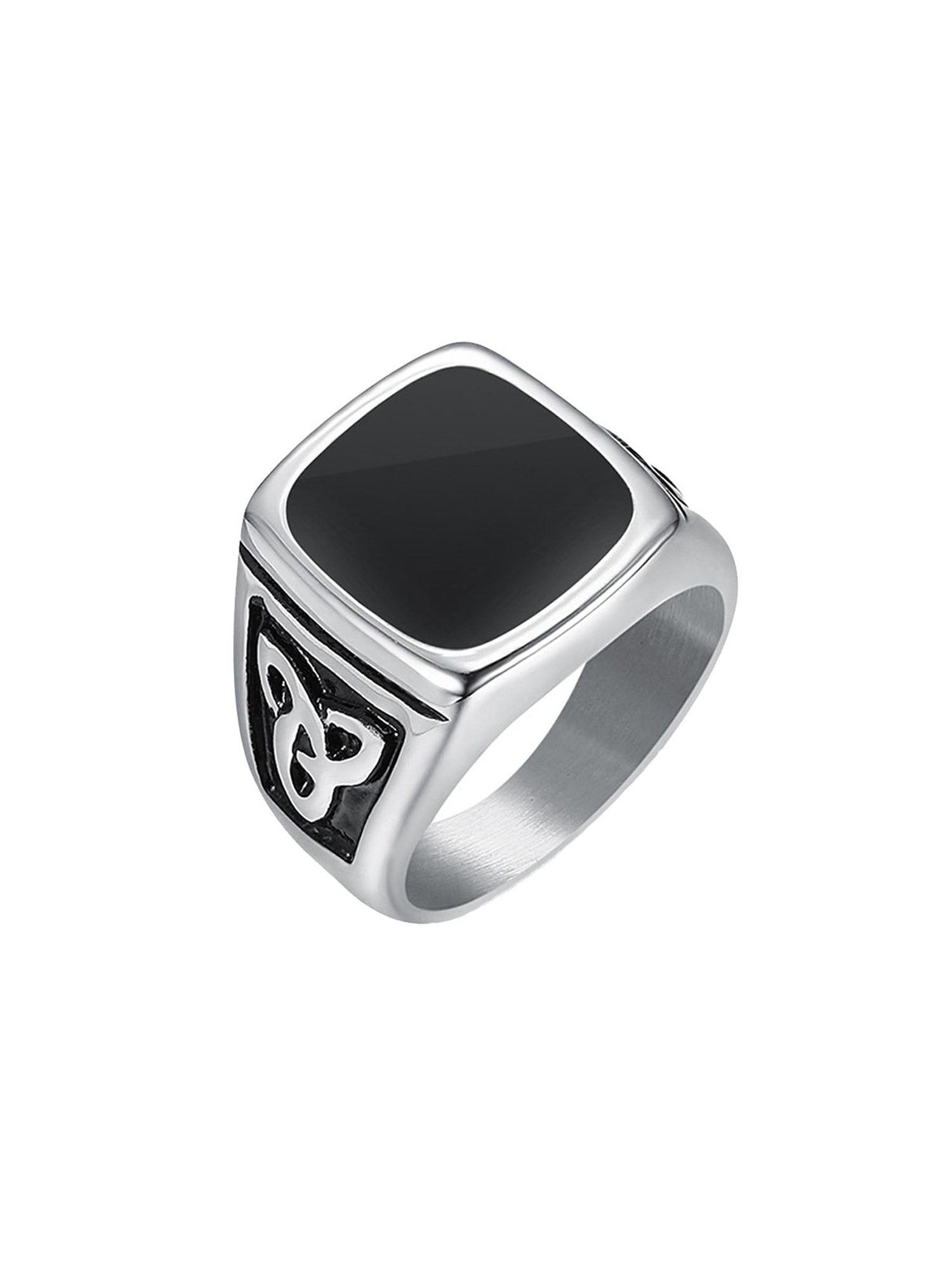 Yellow Chimes Rings for Men Silver Ring Stainless Steel Square