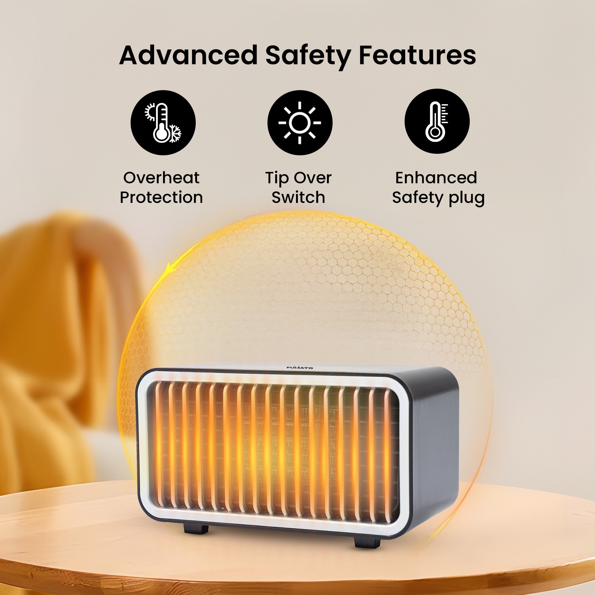 Fumato Fan Heater - Safety Features in Use Fumato Fan Heater - Safety Features in Use