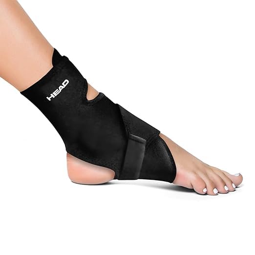HEAD Premium Ankle Support Compression Brace For Injuries, Ankle Protection Guard Helpful In Pain Relief And Recovery. Ankle Band For Men & Women Neoprene Black - 1Pcs, Free Size
