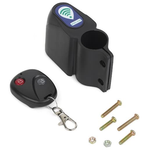 Strauss Bicycle Wireless Security Alarm Lock|Anti-Theft Lock with Audible Alarm|Waterproof|Keyless Entry|Vibration Sensor|Theft Prevention|Comes with Remote Control|Cycling Accessories,Black