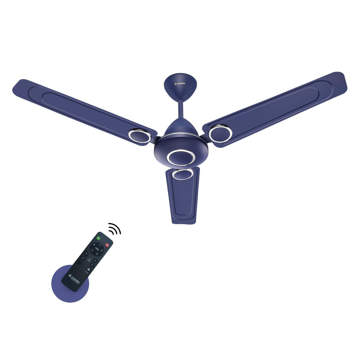 Candes Spiral Energy Saving Designer 1200 mm / 48 inch Anti-Rust BLDC Ceiling Fan With Remote - (2 Years Warranty) (Silver Blue)