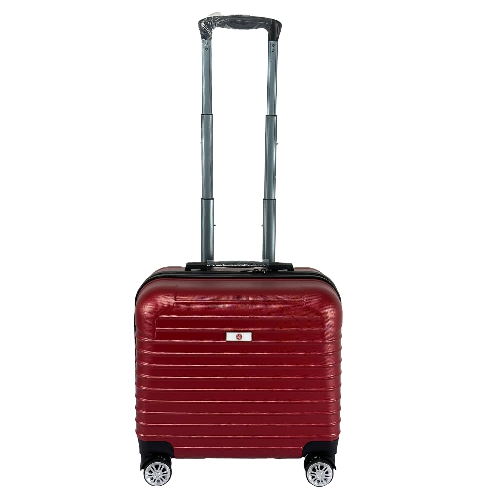 USHA SHRIRAM ABS (16 inch) Luggage Bag for Kids| Trolley Suitcase for Travel |Small Travel Luggage for Men Women |360 Degree Wheel | Travel Bags for Luggage Trolley | Carry On Suitcase (Red)