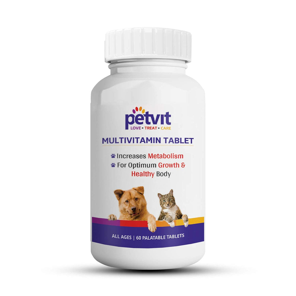 Petvit Multivitamin & Multimineral Supplement with 18 Ingredients for Skin-Coat, Joint Care, Digestion, Heart & Immunity for Dogs & Cats - 60 Palatable Chewable Tablets | for All Age Group