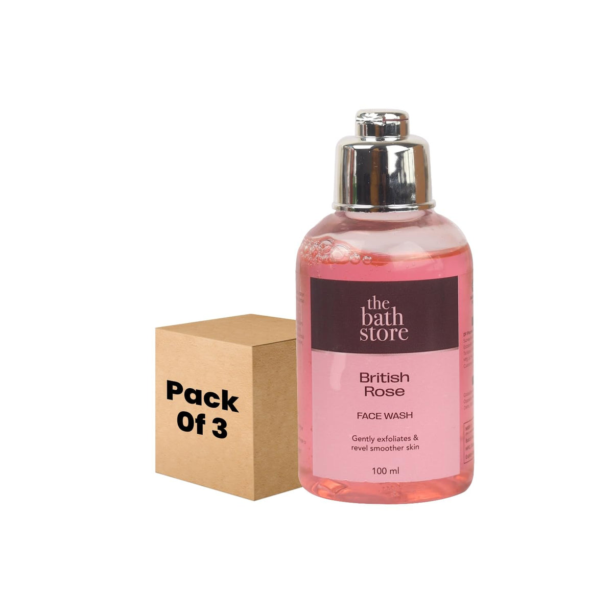 The Bath Store British Rose Face Wash - Gentle Exfoliation | Deep Cleansing - 100ml (Pack of 3)