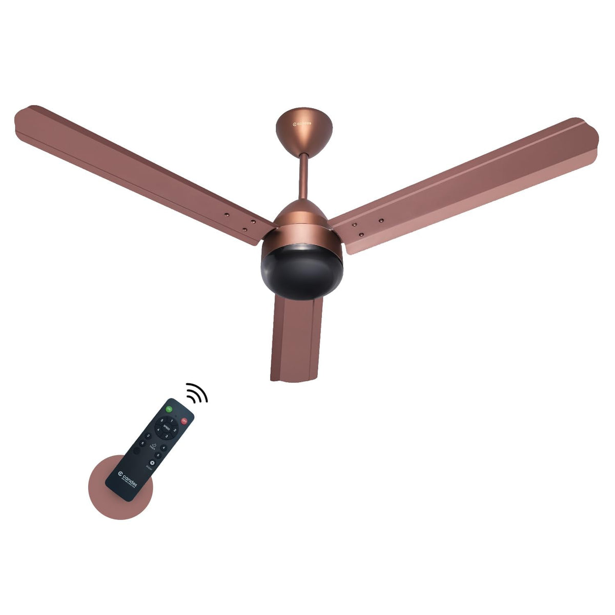 Candes Majestic Energy Saving 1200 mm / 48 inch Anti-Rust BLDC Ceiling Fan with Remote (2 Years Warranty) - Rusty Brown & Black