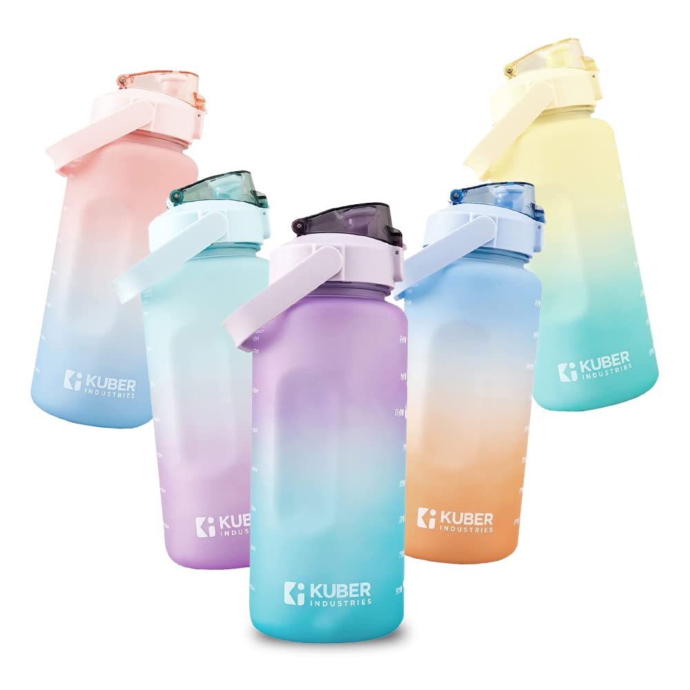 3 Pack Motivational Water Bottle 2l With Straw With Times To Drink,  Leakproof Bpa & Toxic Free, Perfect For Office, School, Gym , Workout