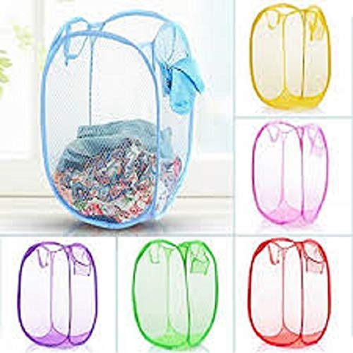 Kuber Industries Nylon Mesh Laundry Basket|Sturdy Material & Durable  Handles|Netted Lightweight Laundry Bag (Assorted)