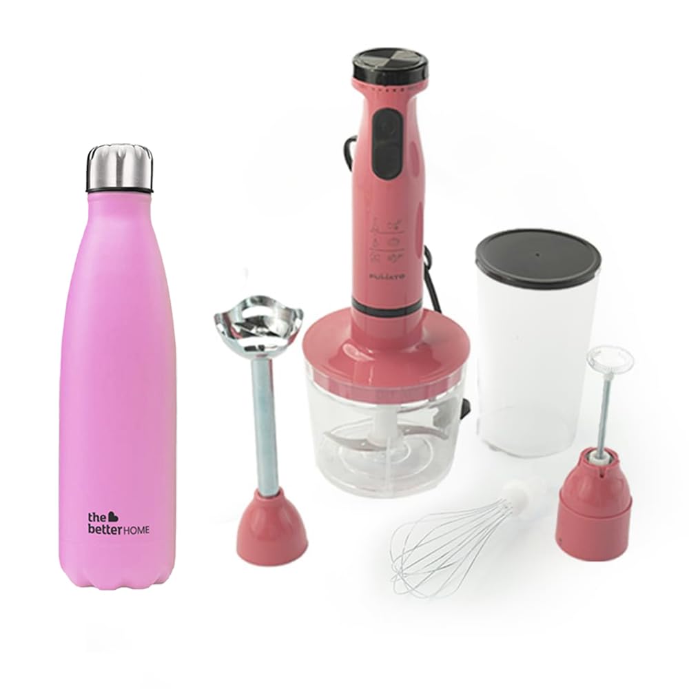 The Better HomeFUMATO Turbo Pro Hand blender Pink & Insulated Bottle 1 litre Pink(Pack of 1)