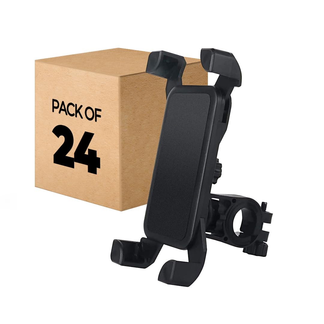 STRAUSS Bike Mobile Holder - Adjustable 360° Rotation Bicycle Phone Mount | Anti Shake and Stable Cradle Clamp | Bike Accessories | Bike Phone Holder for Maps and GPS Navigation (Black) | Pack of 24
