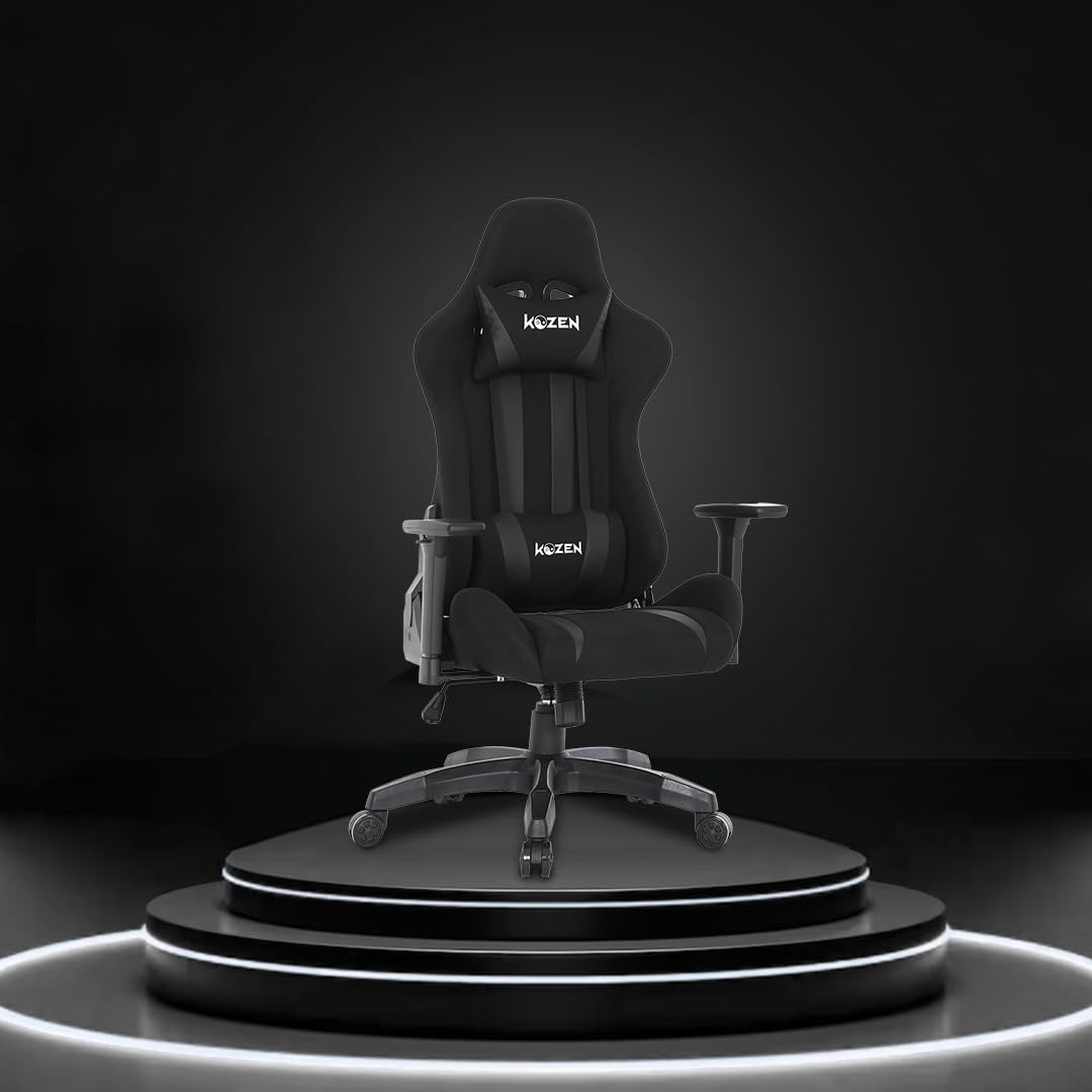 INTERCEPTOR Gaming Chair Ergonomic Design with Premium Fabric, Adjustable  Neck & Lumbar Pillow, 3D Adjustable Armrests, Mesh Fabric - Black