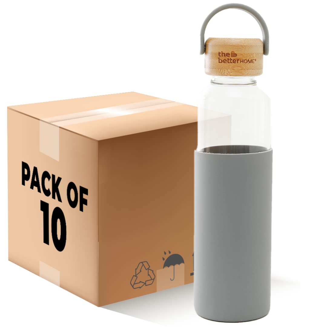 he Better Home Borosilicate Glass Water Bottle with Sleeve (500ml